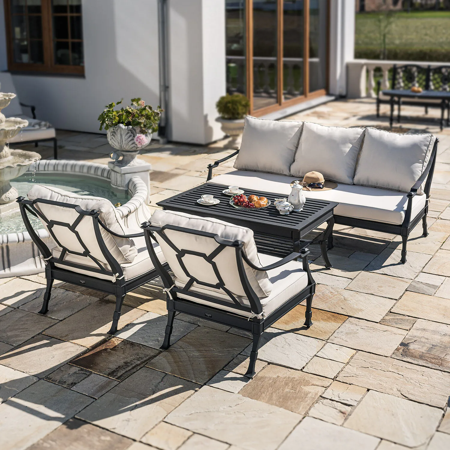 Loungegrupp Utomhus Svart Aluminium 5-pers - St Tropez