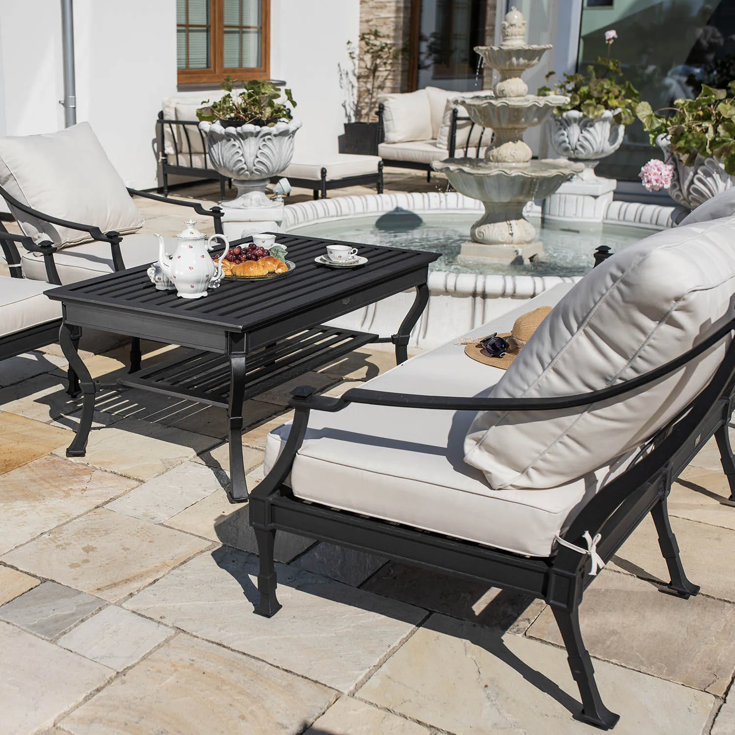 Loungegrupp Utomhus Svart Aluminium 5-pers - St Tropez