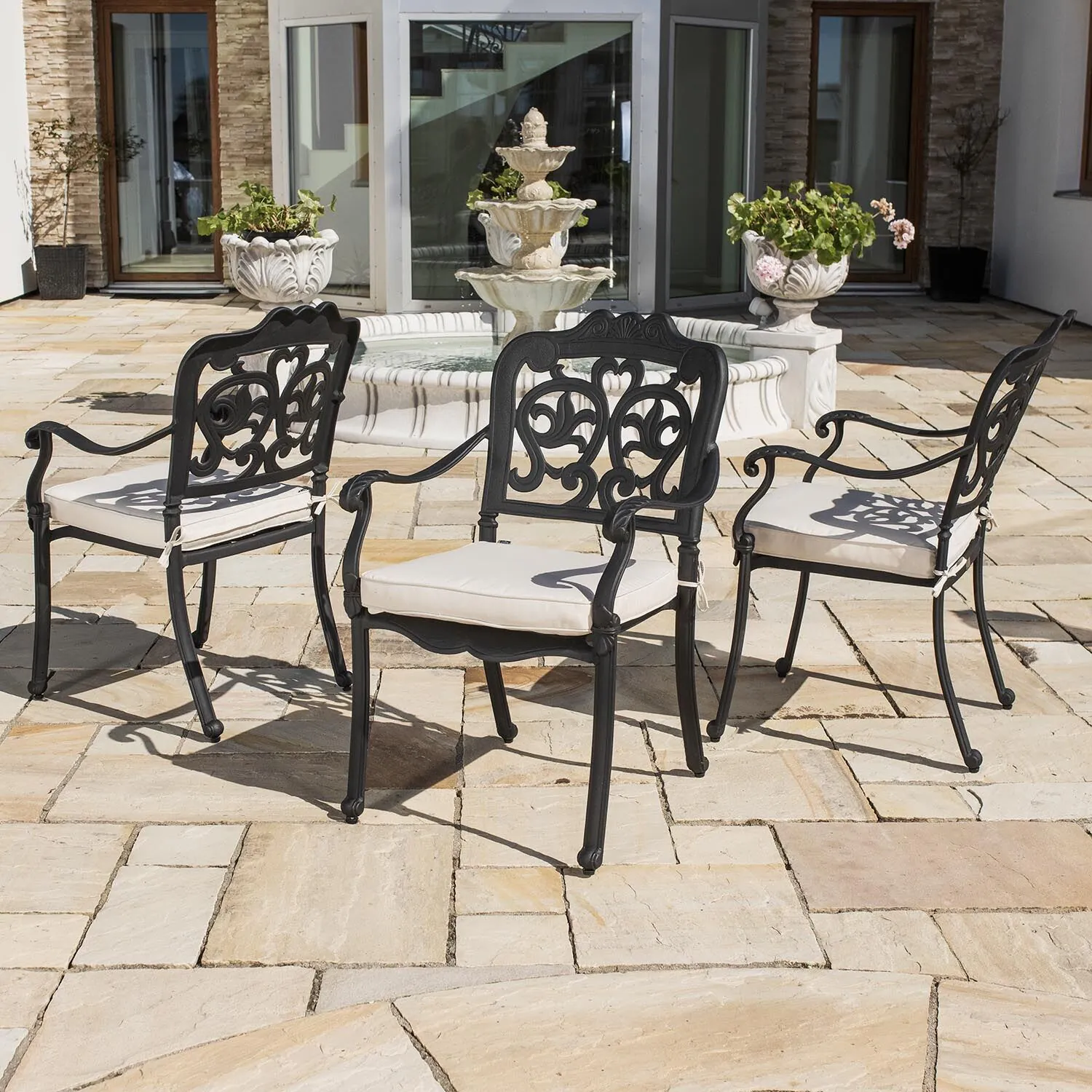 Matgrupp Utomhus 10 stolar Svart Aluminium - Toscana 280cm