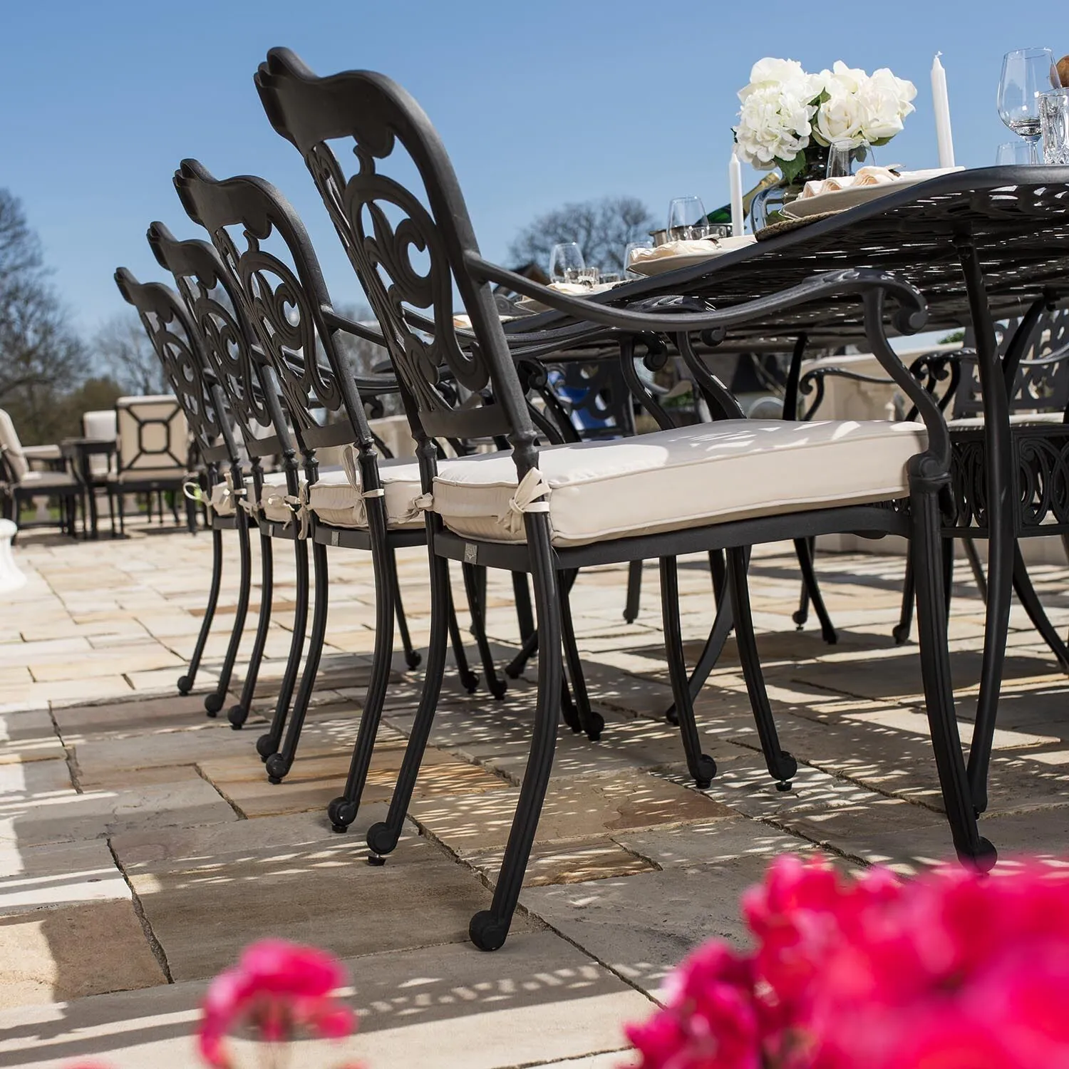 Matgrupp Utomhus 10 stolar Svart Aluminium - Toscana 280cm