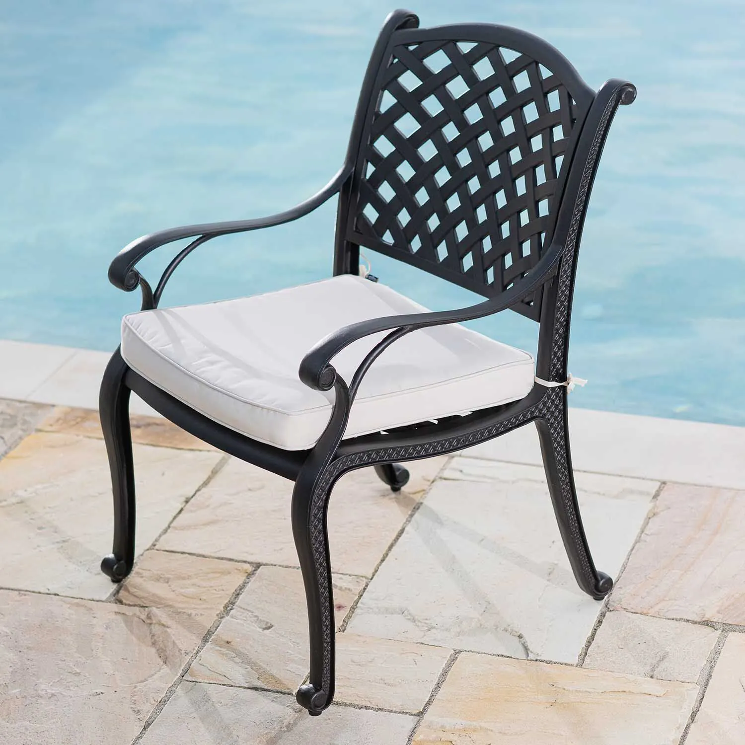 Rund Matgrupp Utomhus 6 stolar Svart Aluminium - Sorrento Ø120cm