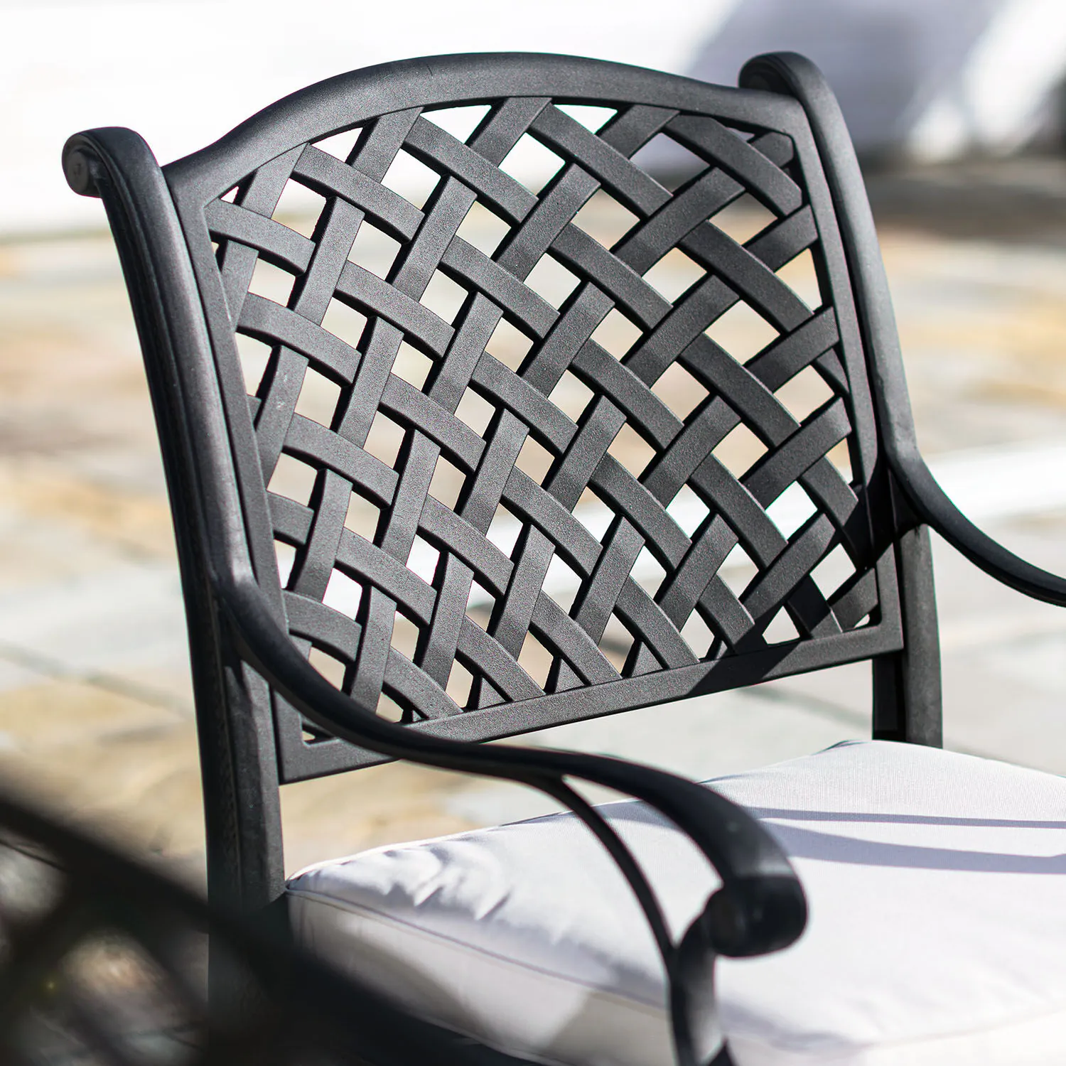 Caféset 4 Stolar Svart Aluminium - Sorrento Ø90cm