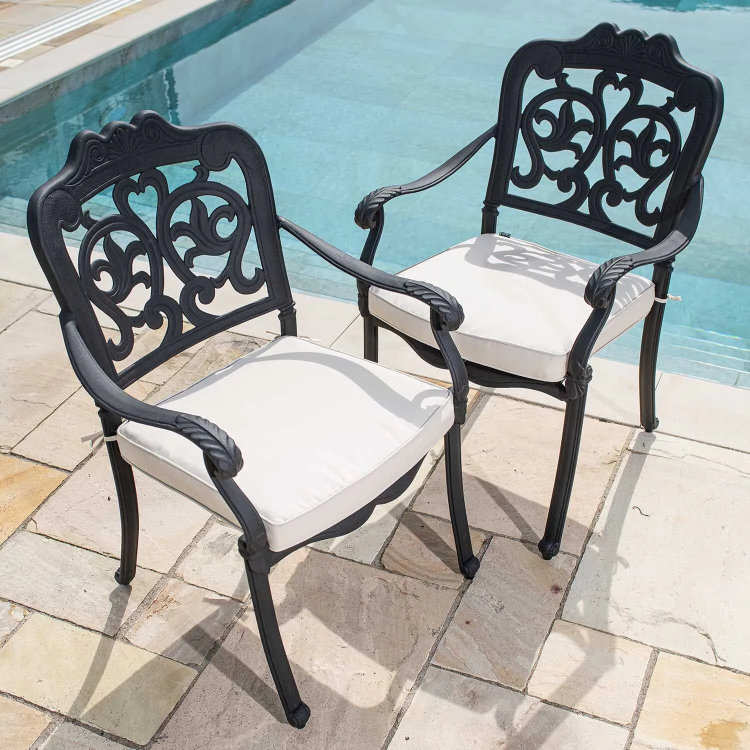Matstol Utomhus 2-pack Svart Aluminium Toscana