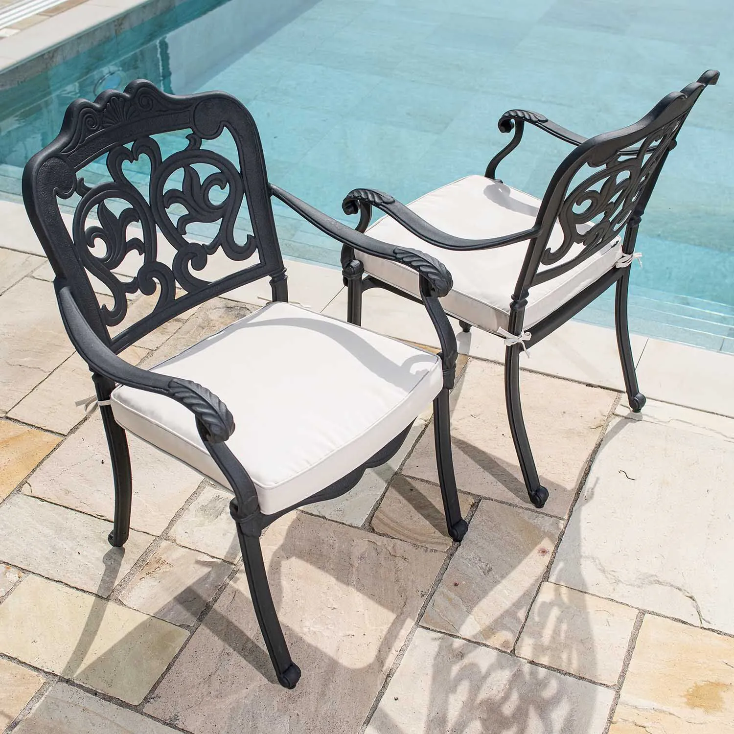 Matstol Utomhus 2-pack Svart Aluminium Toscana