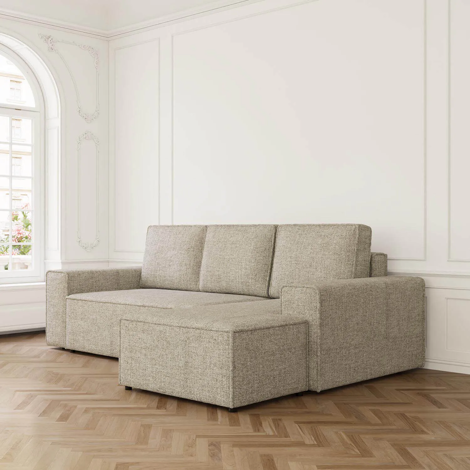 Bäddsoffa Divan Höger 255cm Grå - Sydney