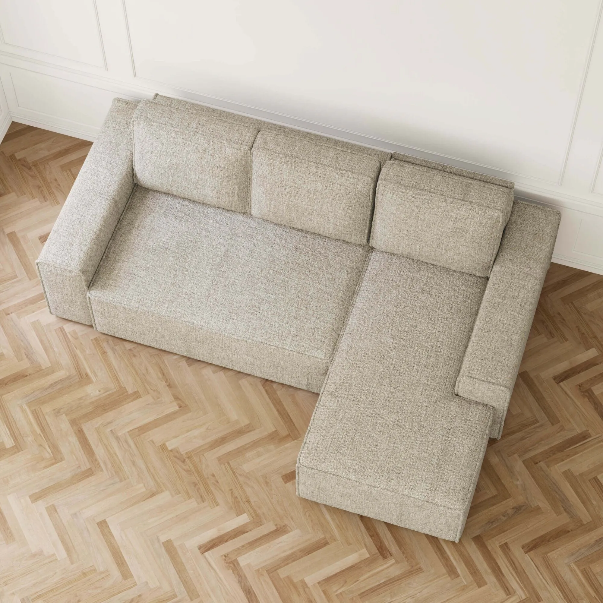 Bäddsoffa Divan Höger 255cm Grå - Sydney