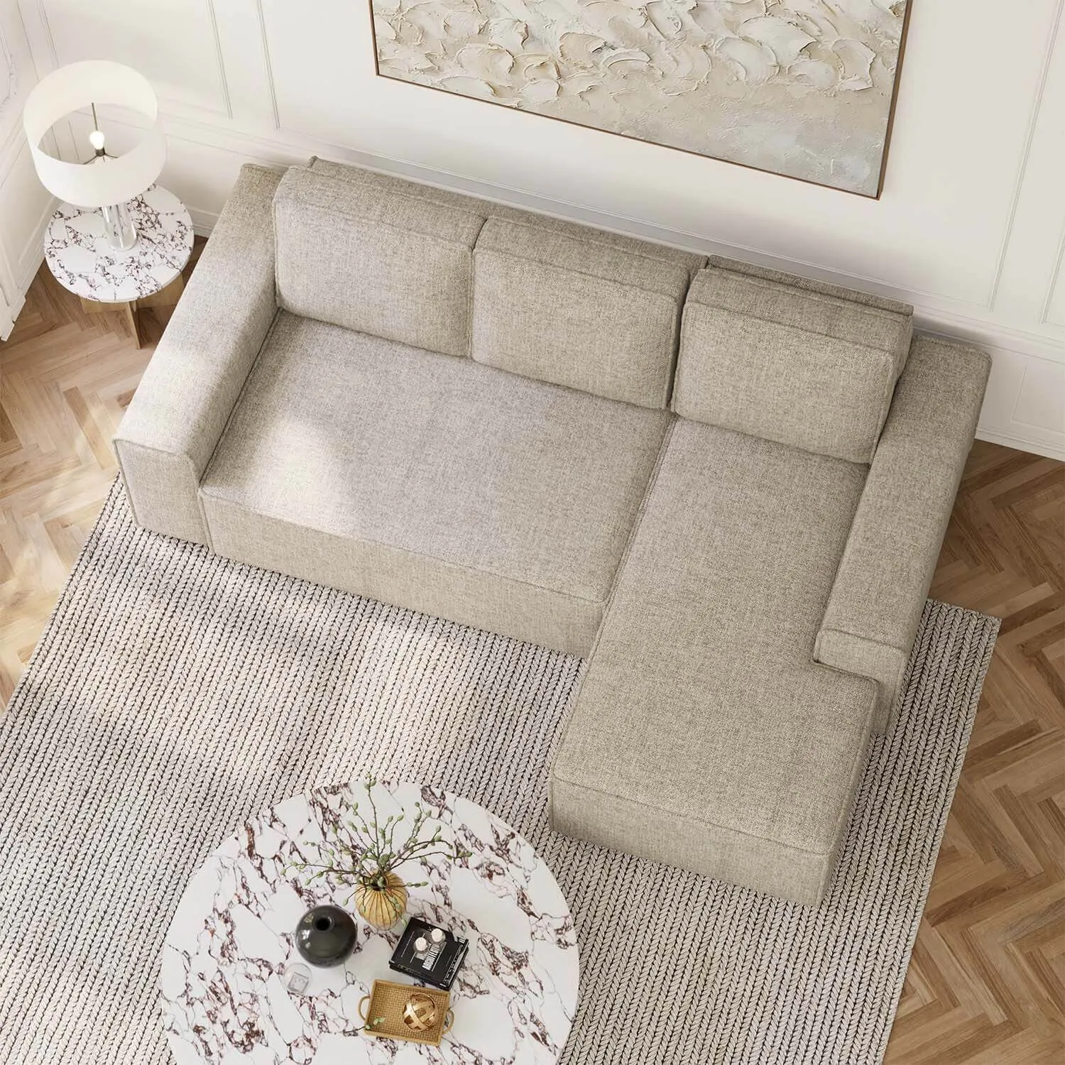 Bäddsoffa Divan Höger 255cm Grå - Sydney