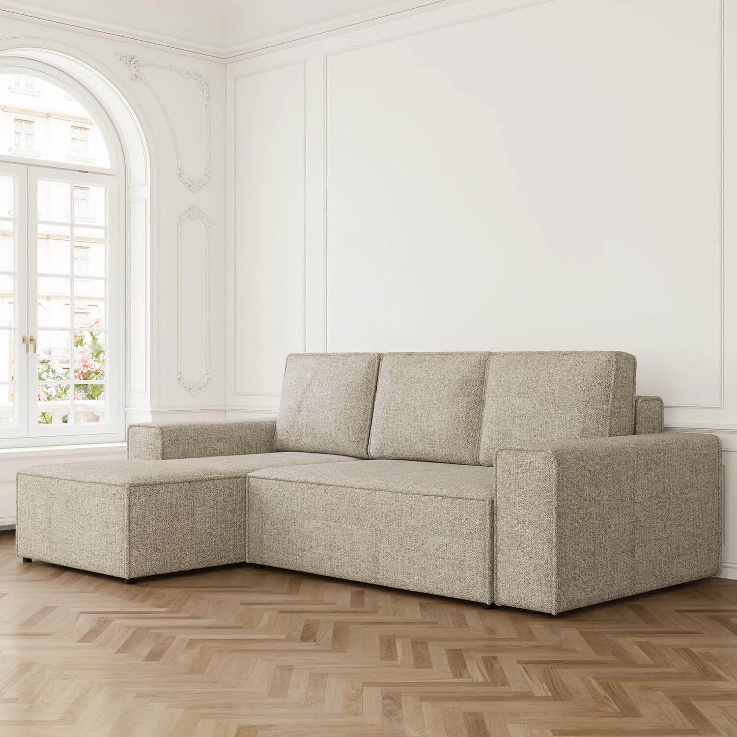 Bäddsoffa Divan Vänster 255cm Grå - Sydney