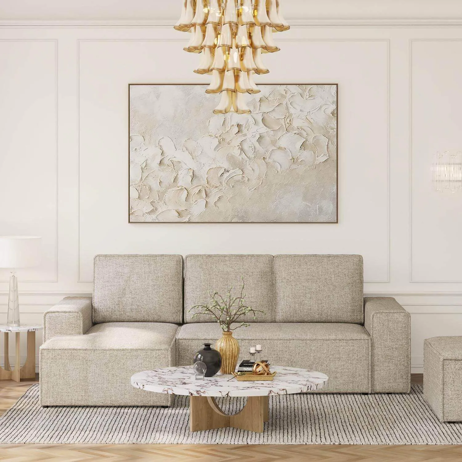 Bäddsoffa Divan Vänster 255cm Grå - Sydney