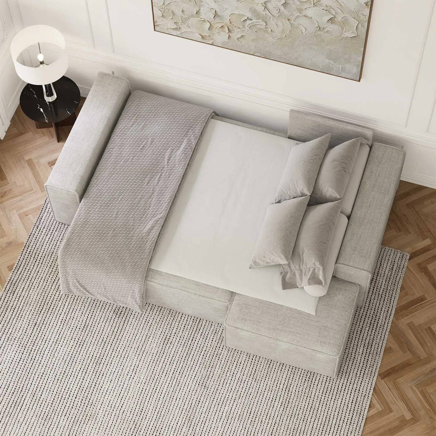 Bäddsoffa Divan Höger 255cm Greige - Sydney