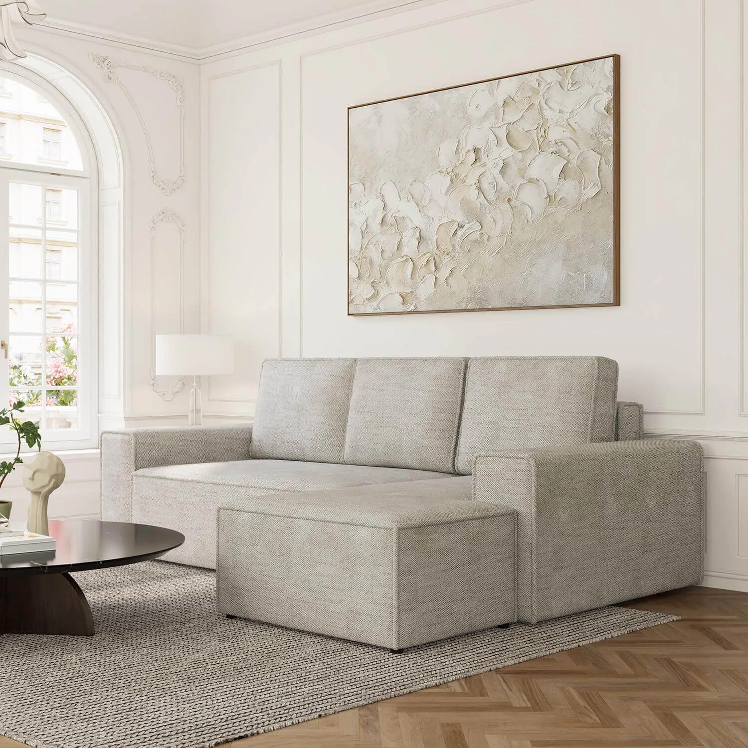 Bäddsoffa Divan Höger 255cm Greige - Sydney