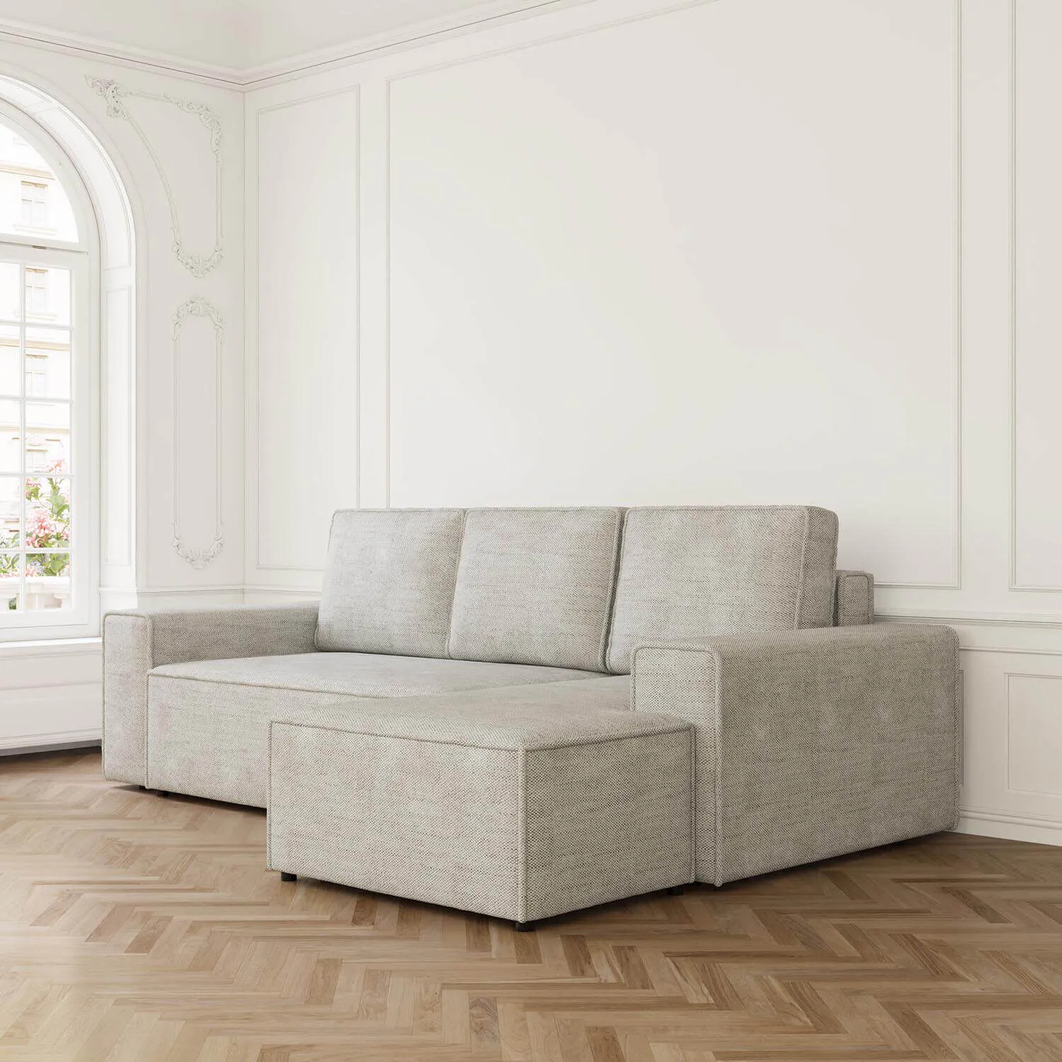 Bäddsoffa Divan Höger 255cm Greige - Sydney