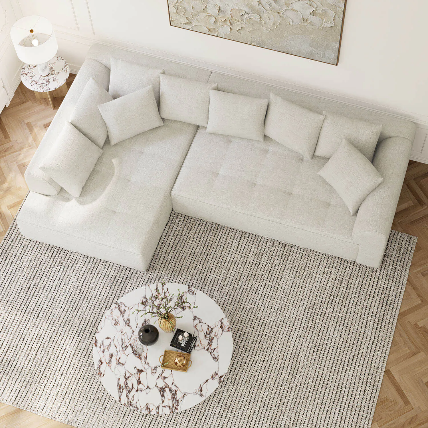 Divansoffa Vänster 325cm Greige - Beverly Hills