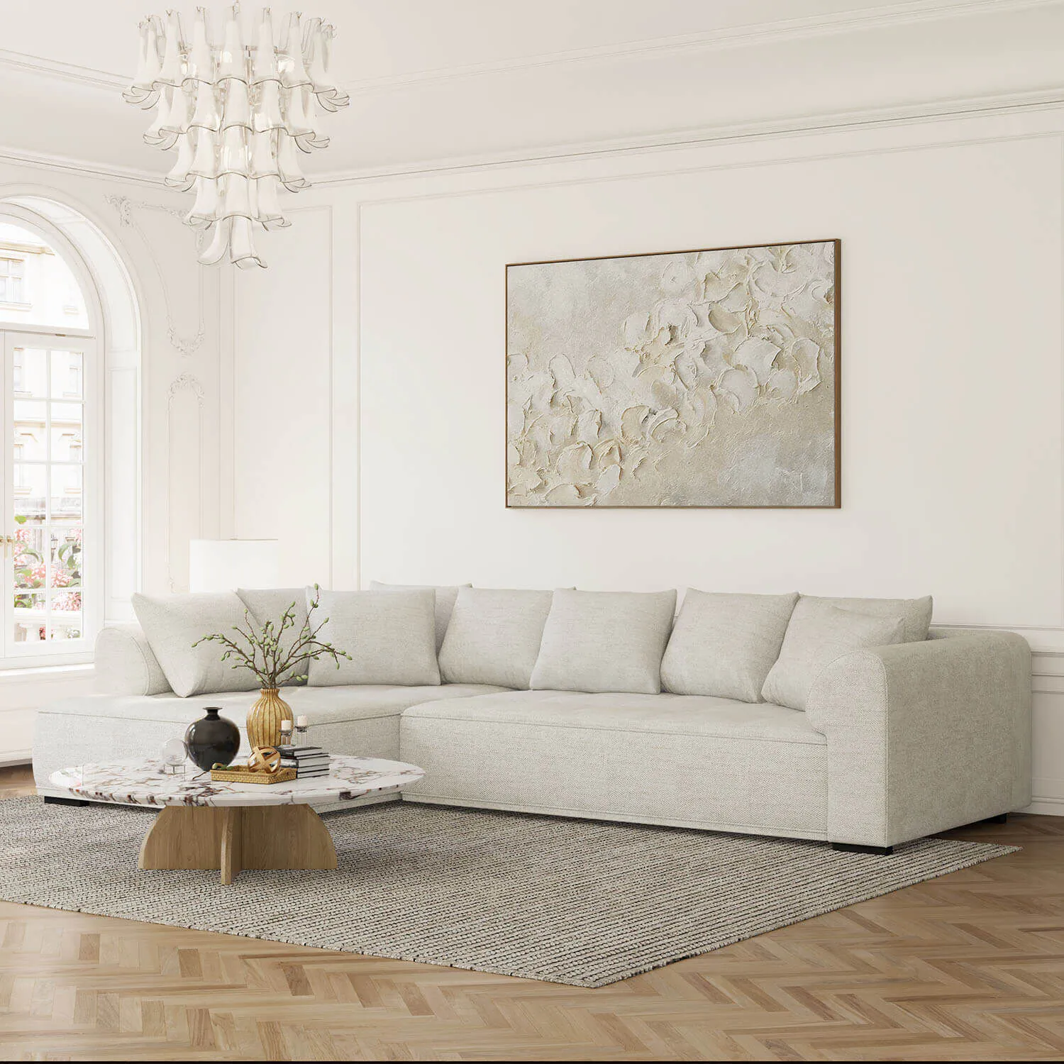 Divansoffa Vänster 325cm Greige - Beverly Hills