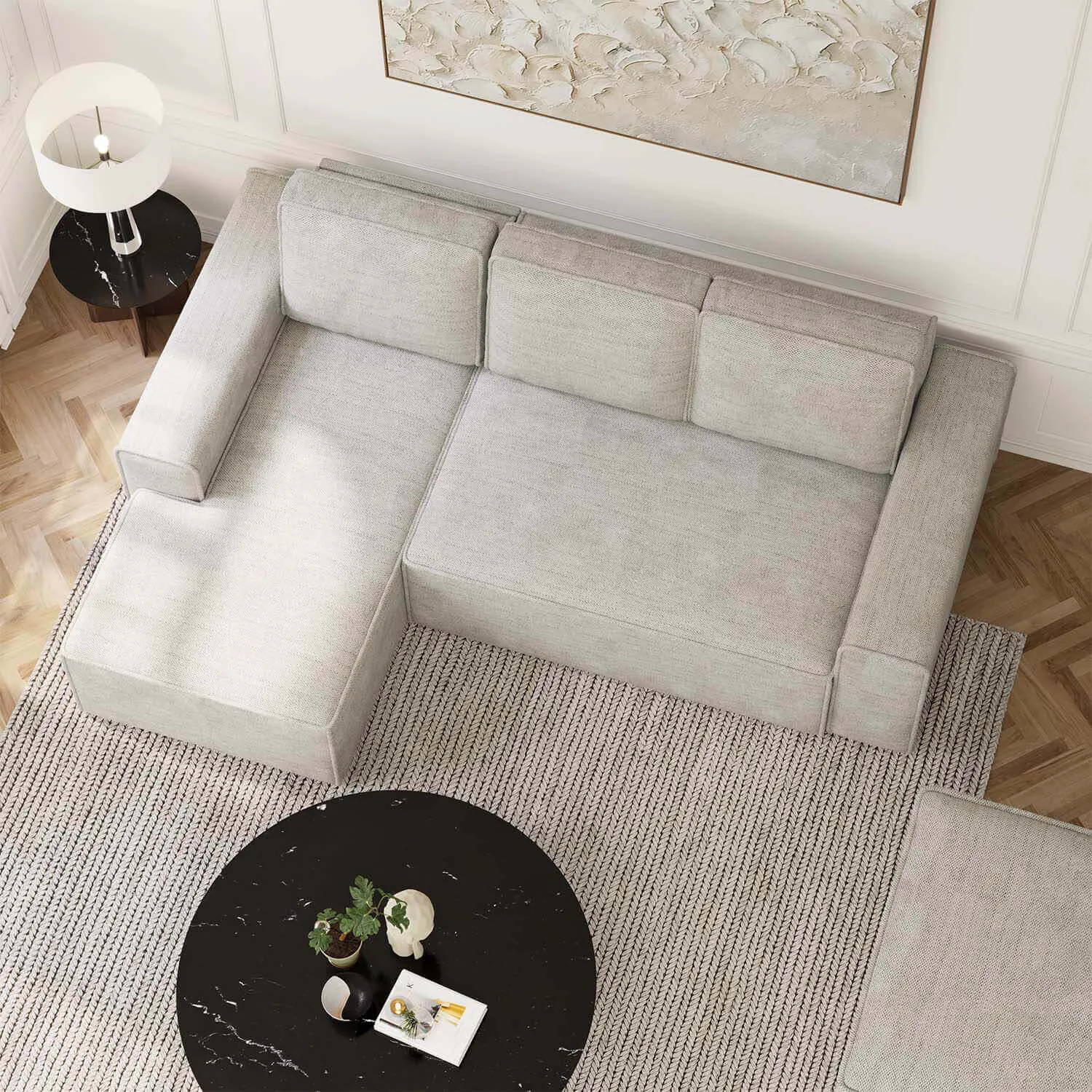 Bäddsoffa Divan Vänster 255cm Greige - Sydney