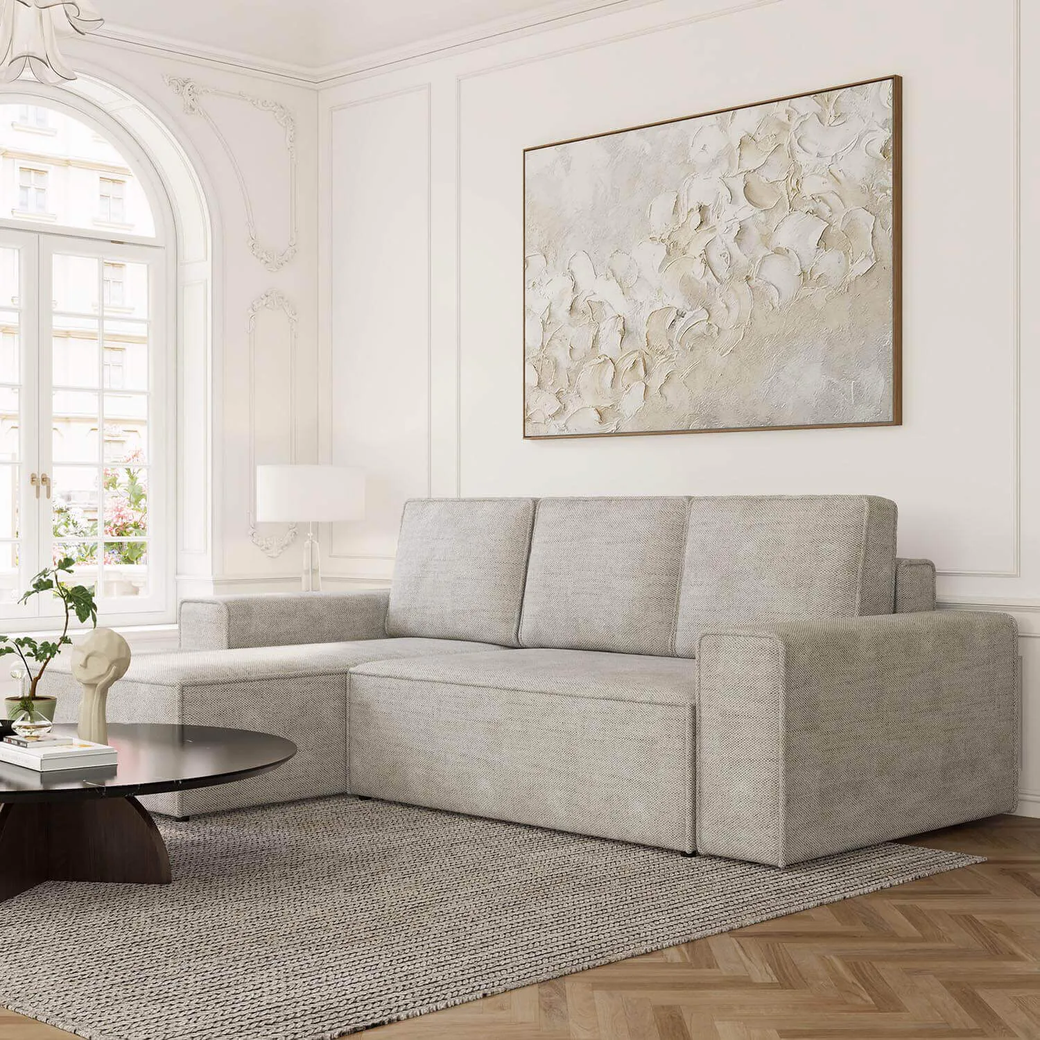 Bäddsoffa Divan Vänster 255cm Greige - Sydney