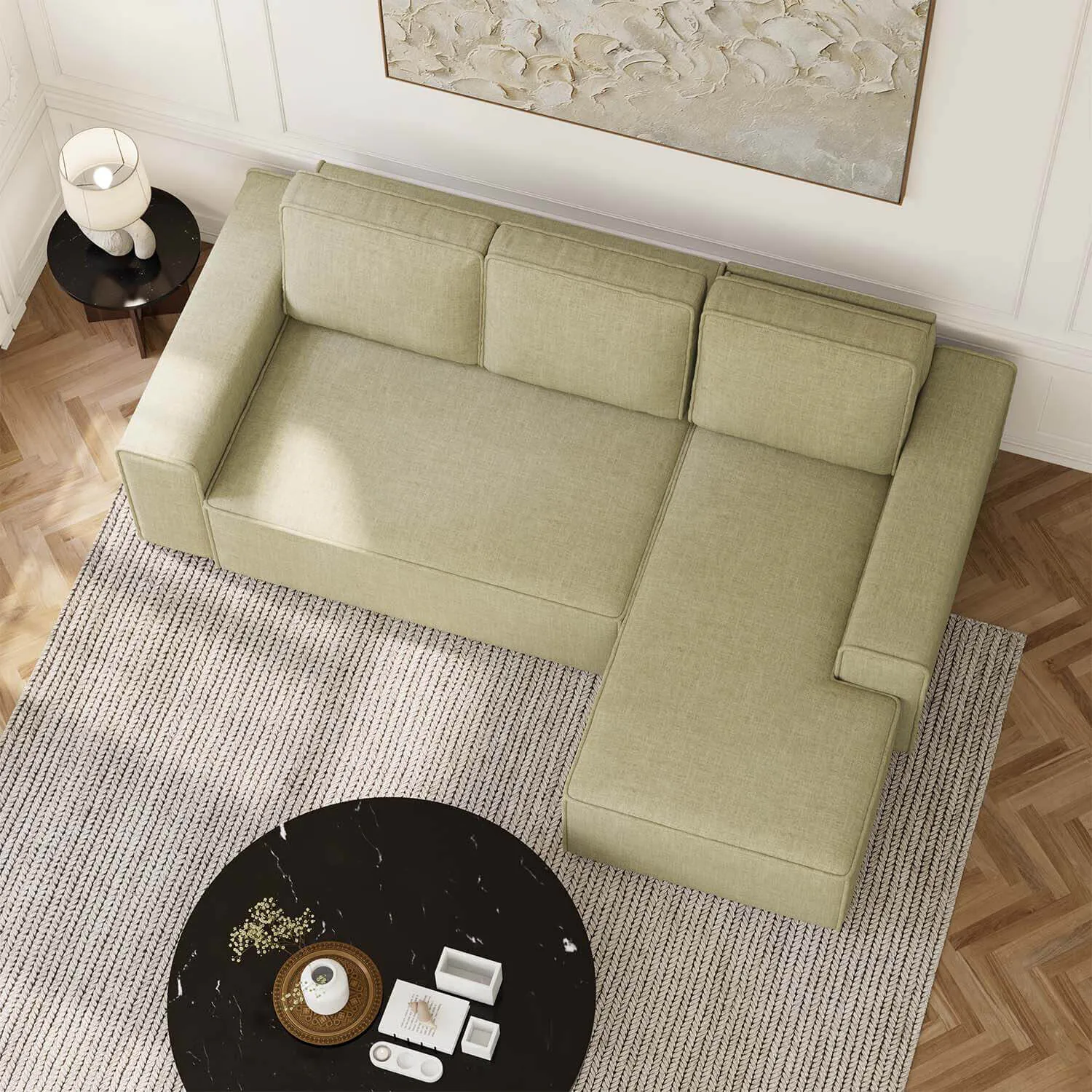 Bäddsoffa Divan Höger 255cm Grön - Sydney