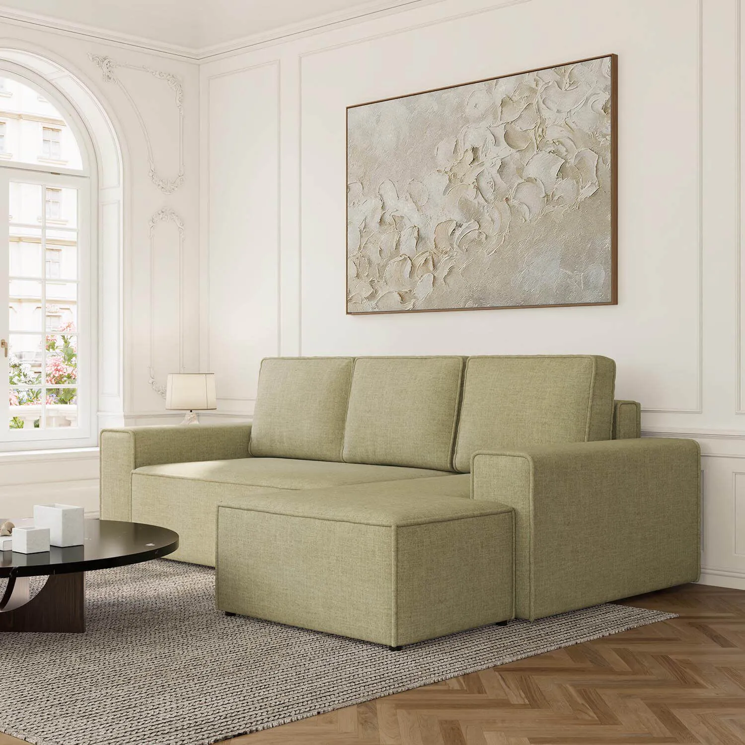 Bäddsoffa Divan Höger 255cm Grön - Sydney