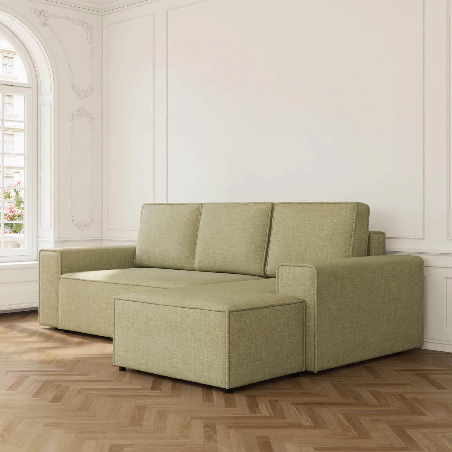 Bäddsoffa Divan Höger 255cm Grön - Sydney