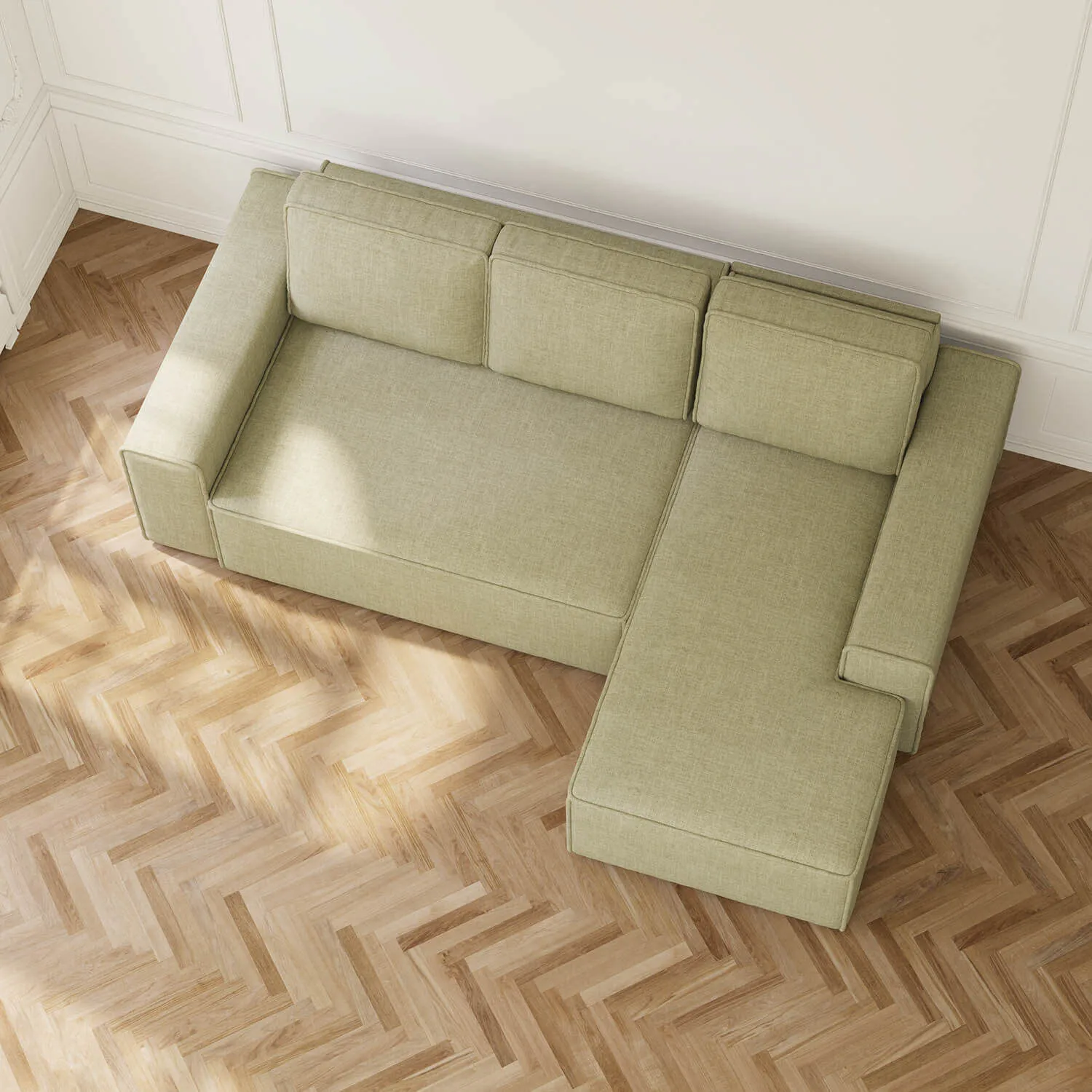 Bäddsoffa Divan Höger 255cm Grön - Sydney