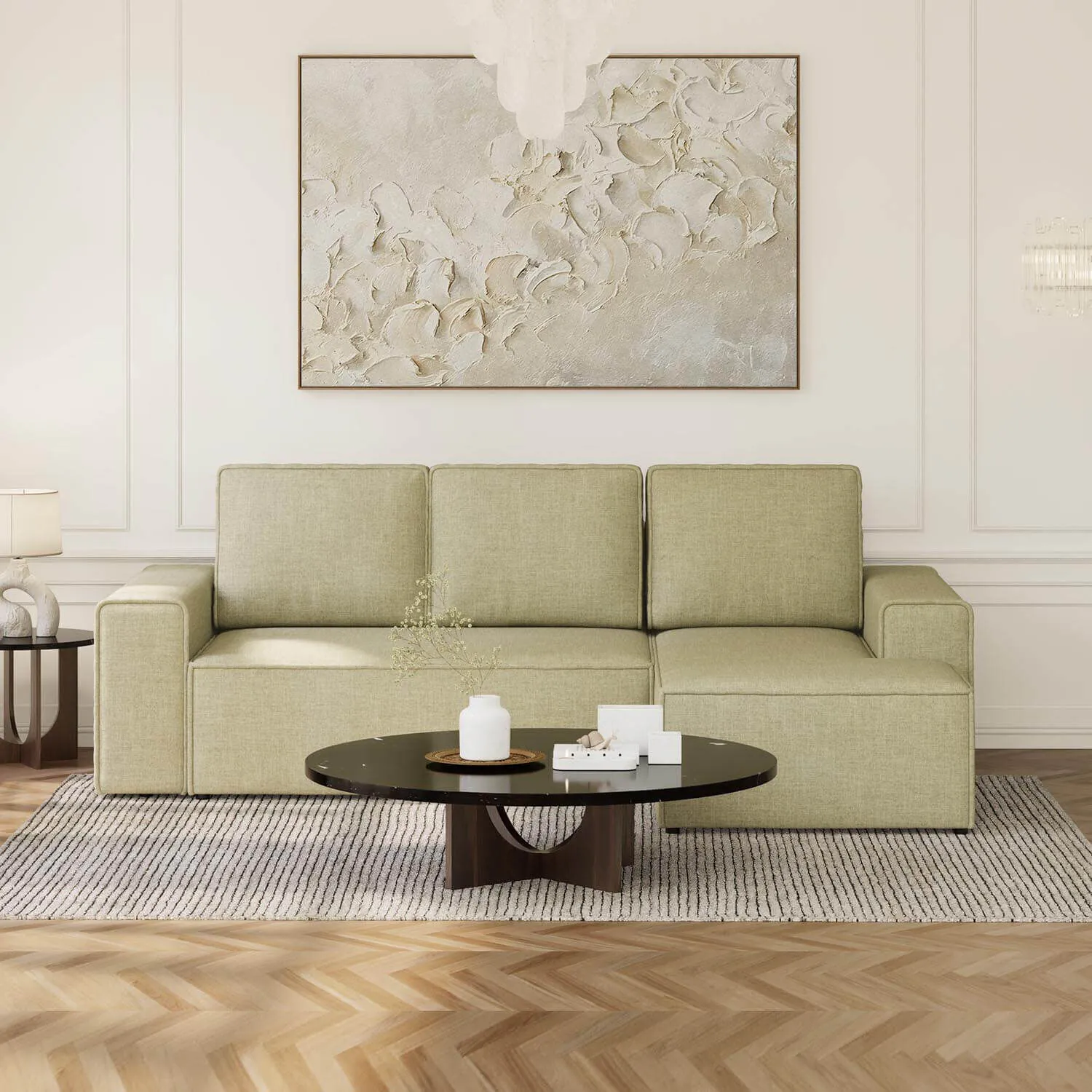 Bäddsoffa Divan Höger 255cm Grön - Sydney