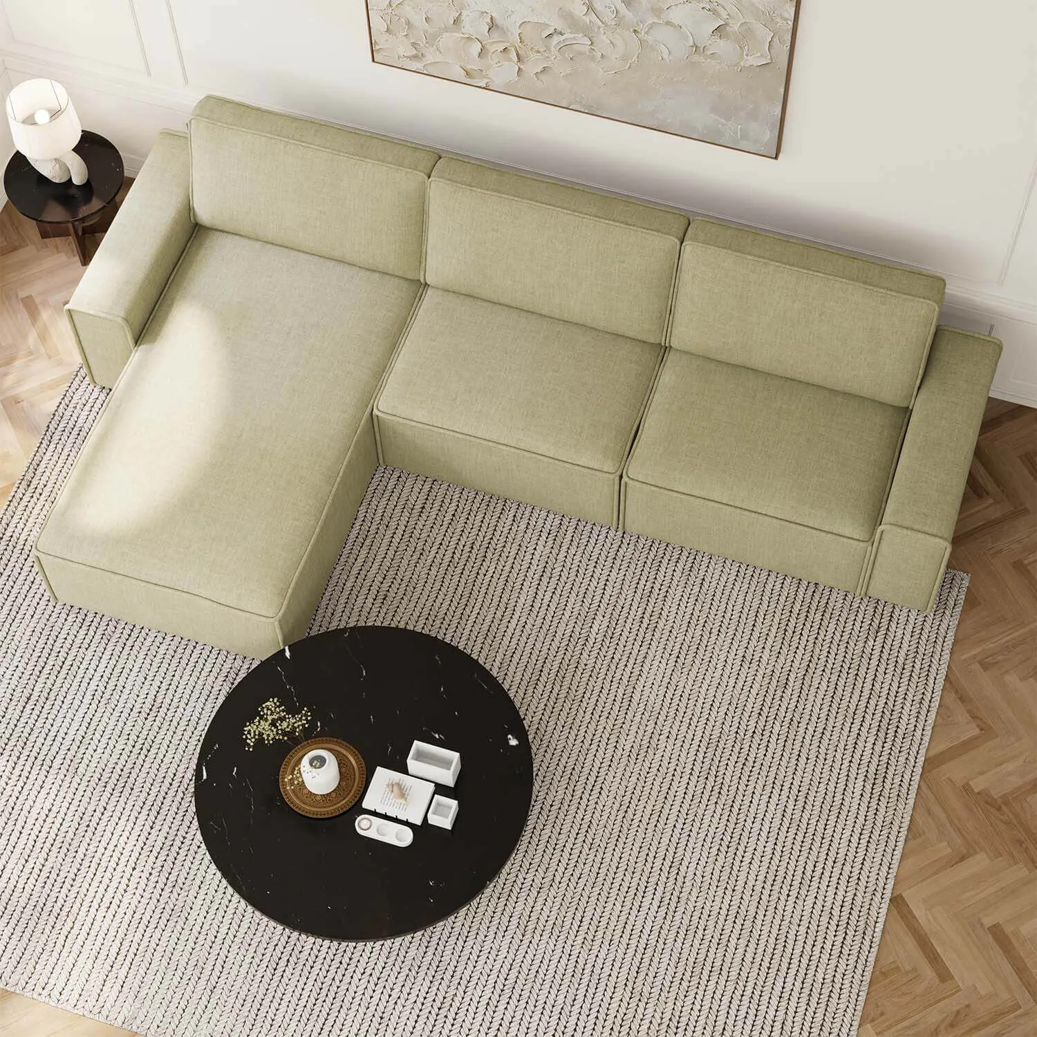 Divansoffa 353cm Grön Vänster - Sydney