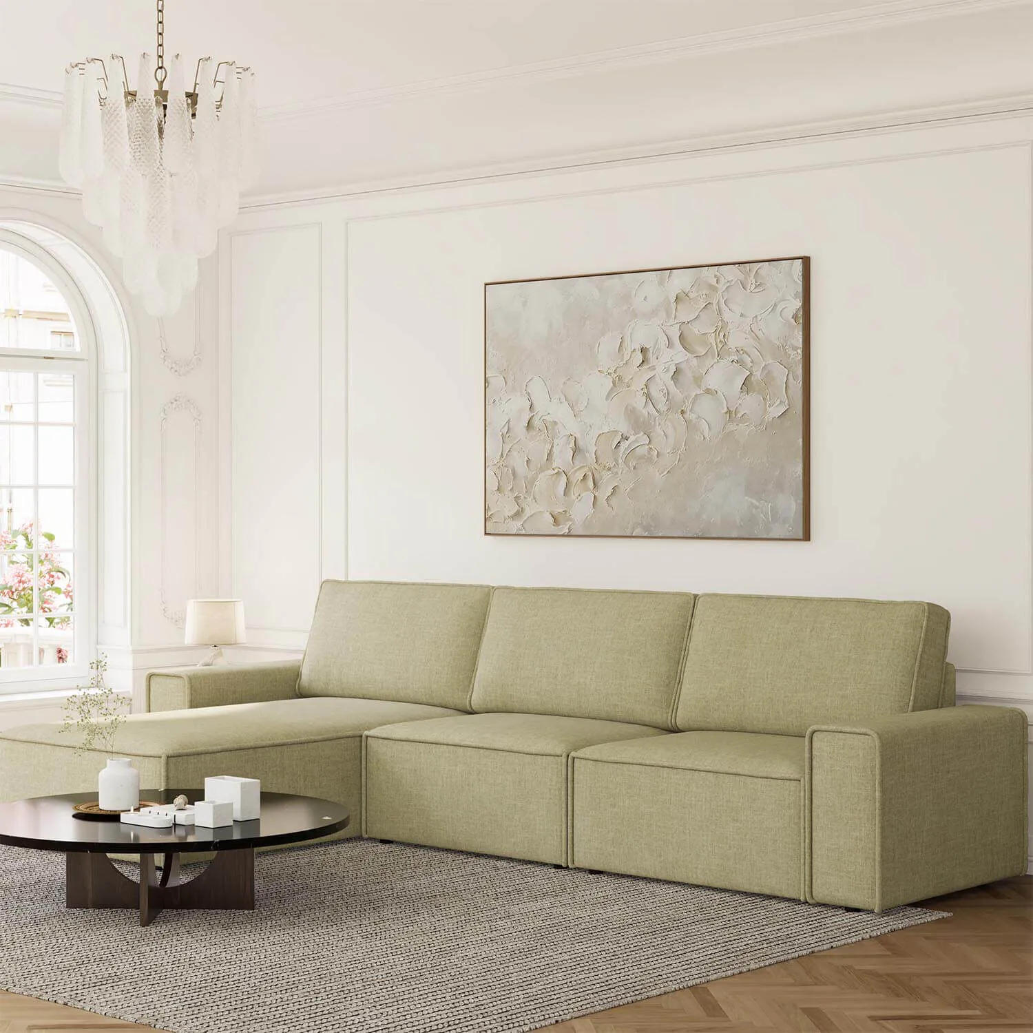 Divansoffa 353cm Grön Vänster - Sydney
