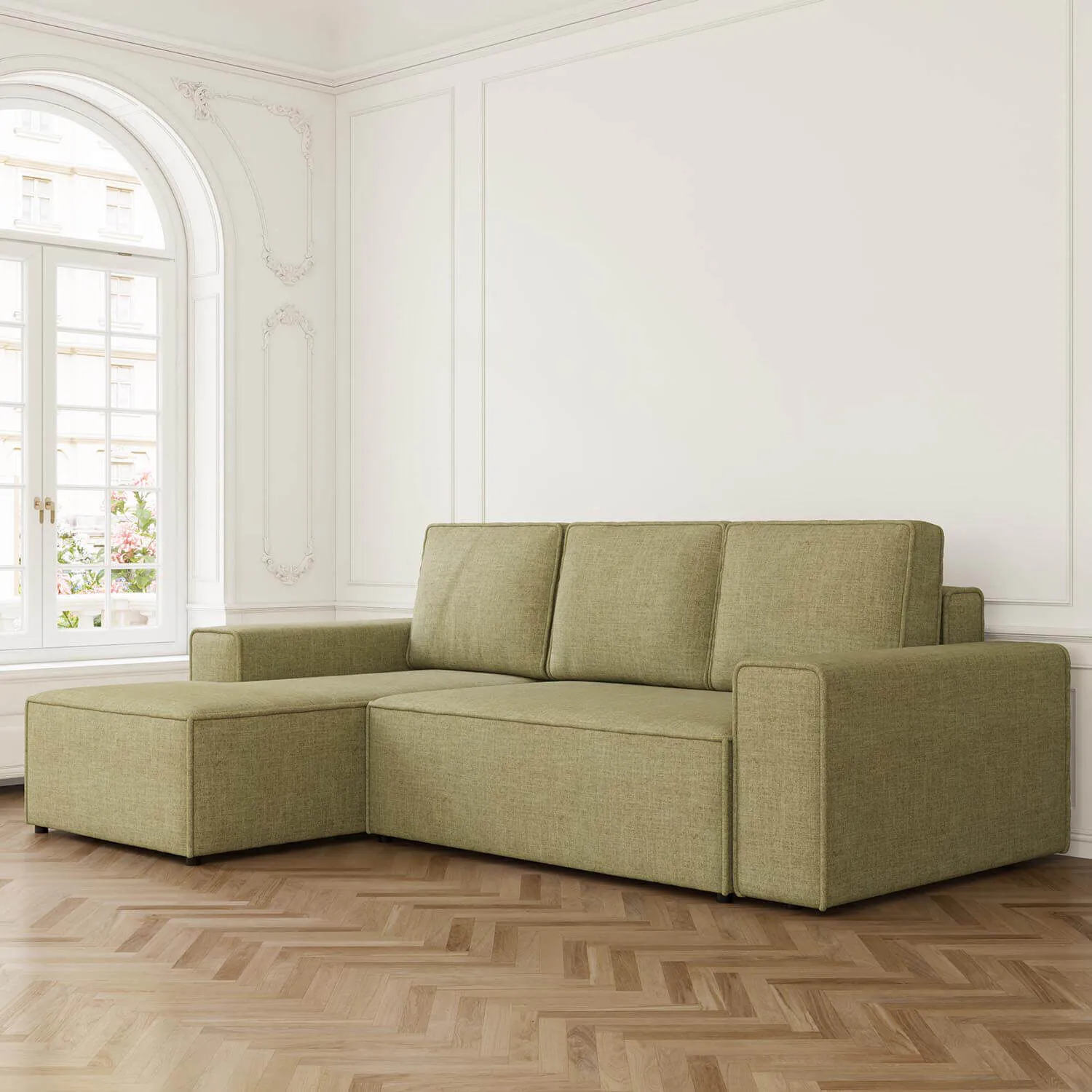 Bäddsoffa Divan Vänster 255cm Grön - Sydney