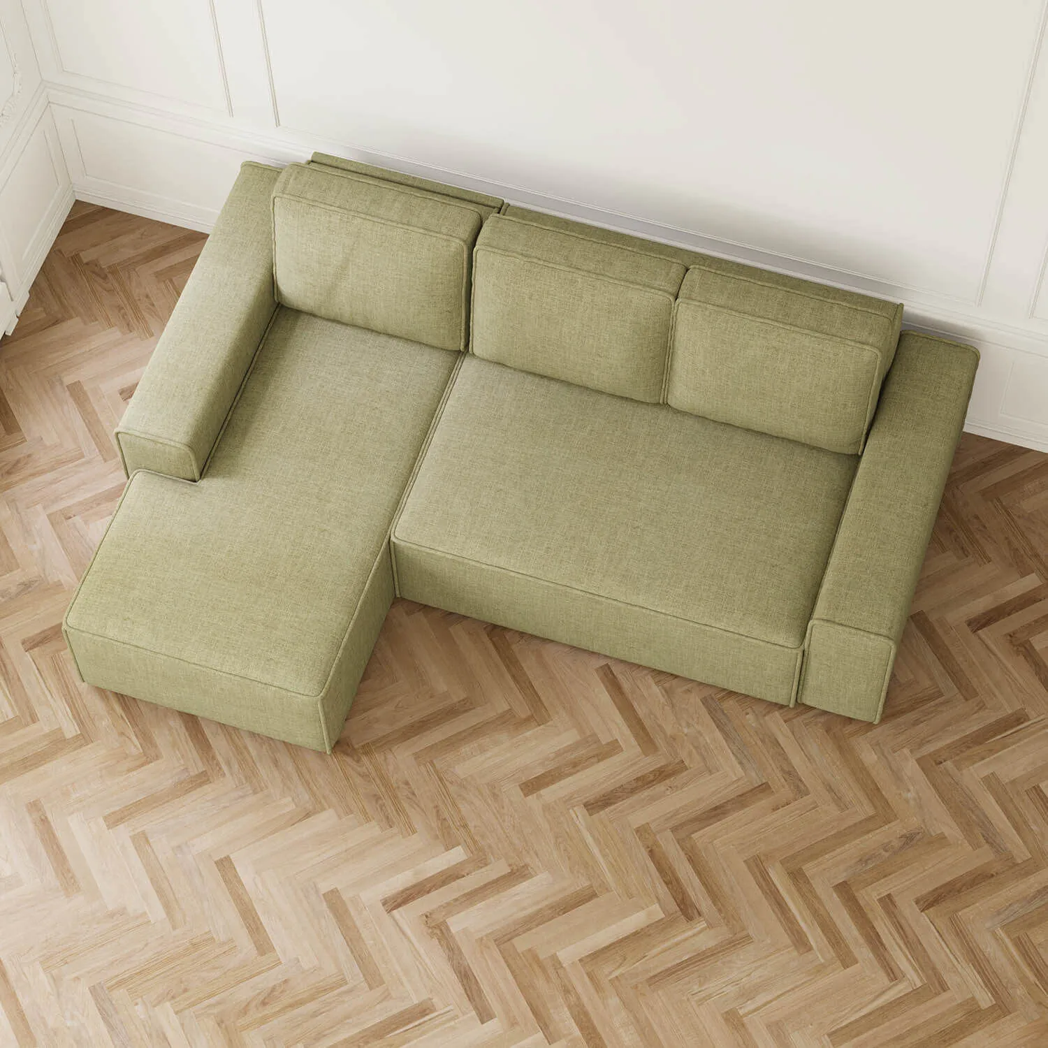Bäddsoffa Divan Vänster 255cm Grön - Sydney