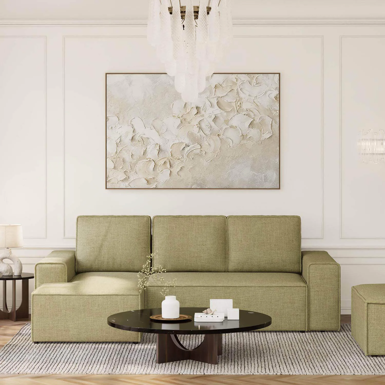 Bäddsoffa Divan Vänster 255cm Grön - Sydney