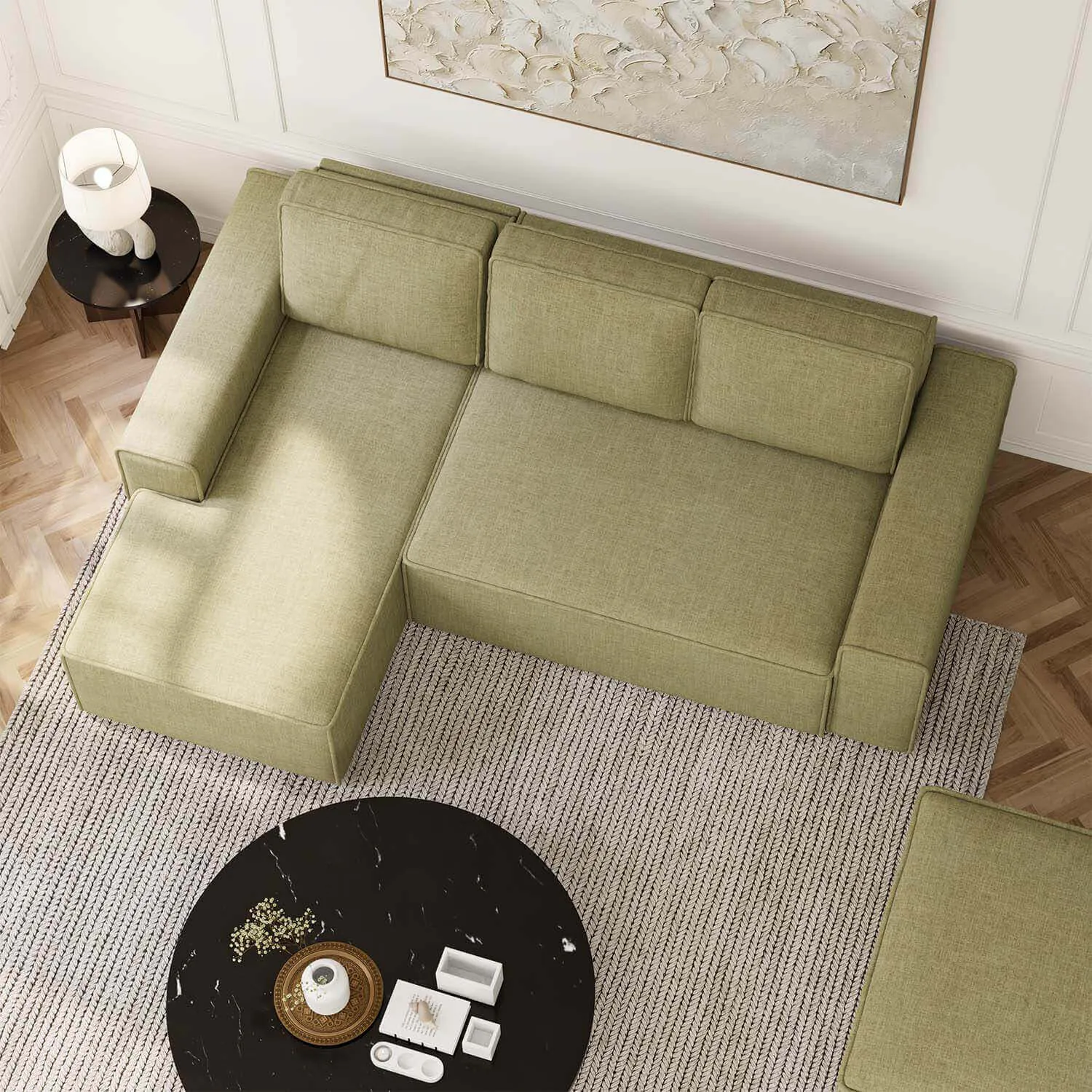 Bäddsoffa Divan Vänster 255cm Grön - Sydney