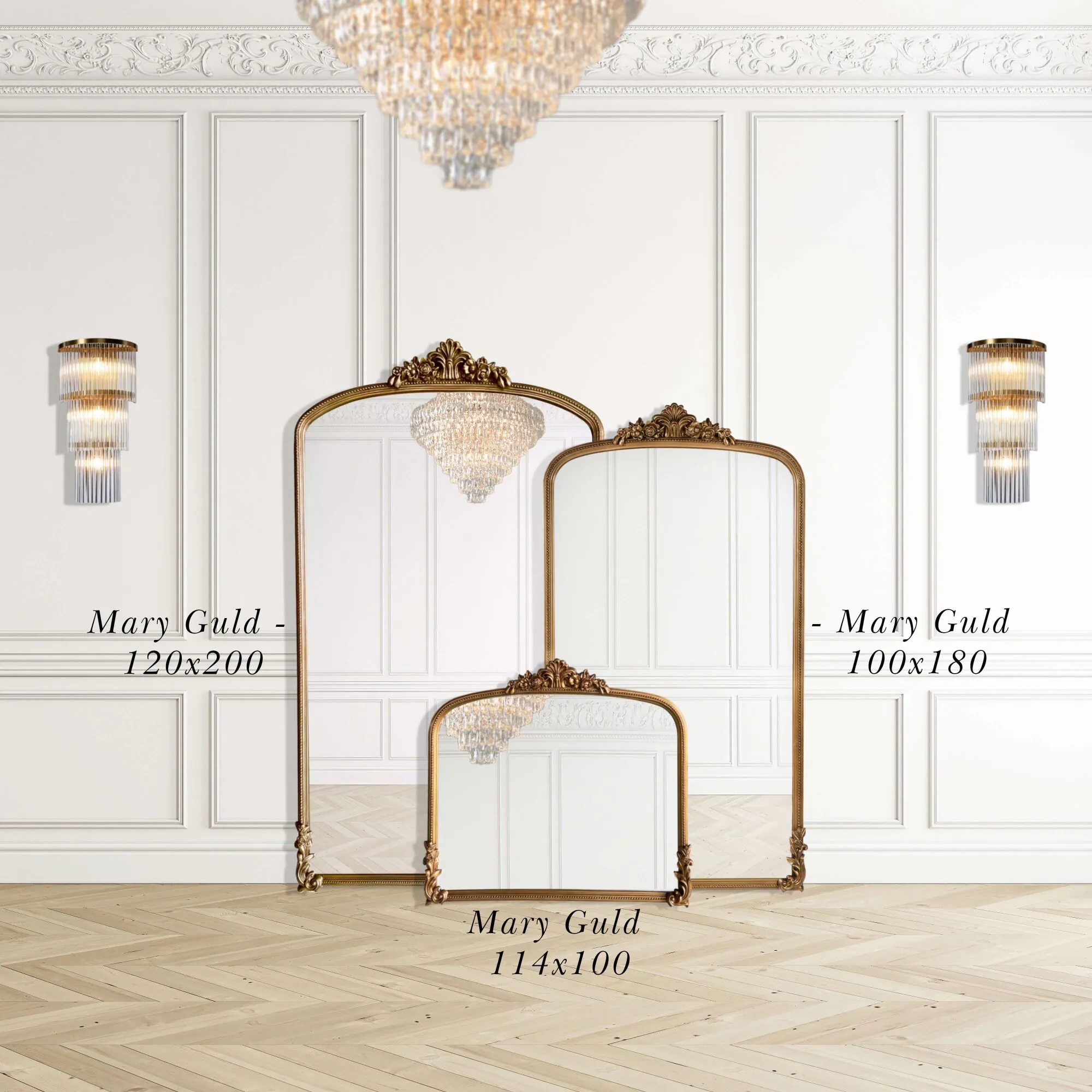 Helkroppsspegel 100x180cm Valvformad Guld Mary