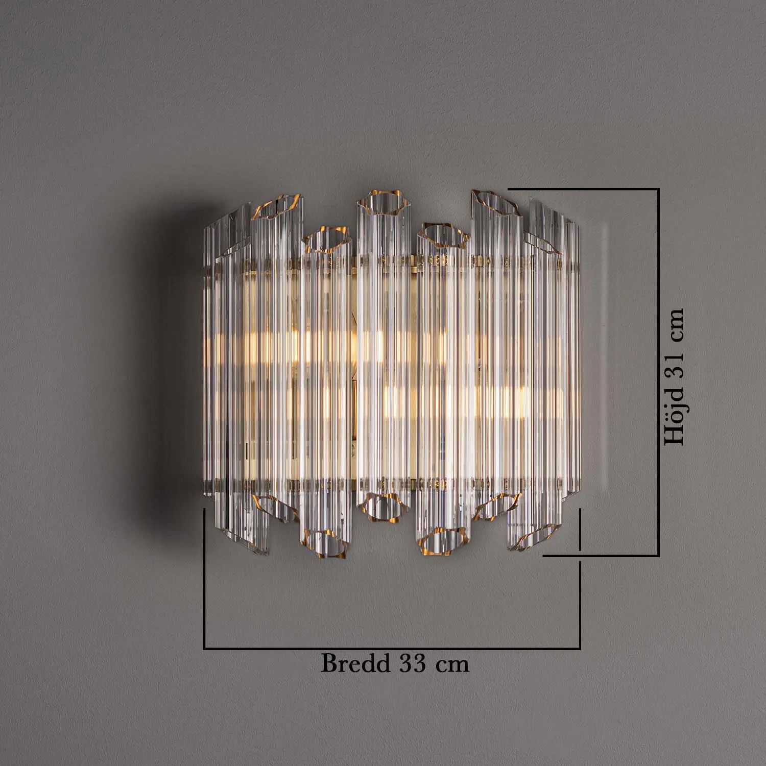 Vägglampa Kristall 33cm Mässing - Verona