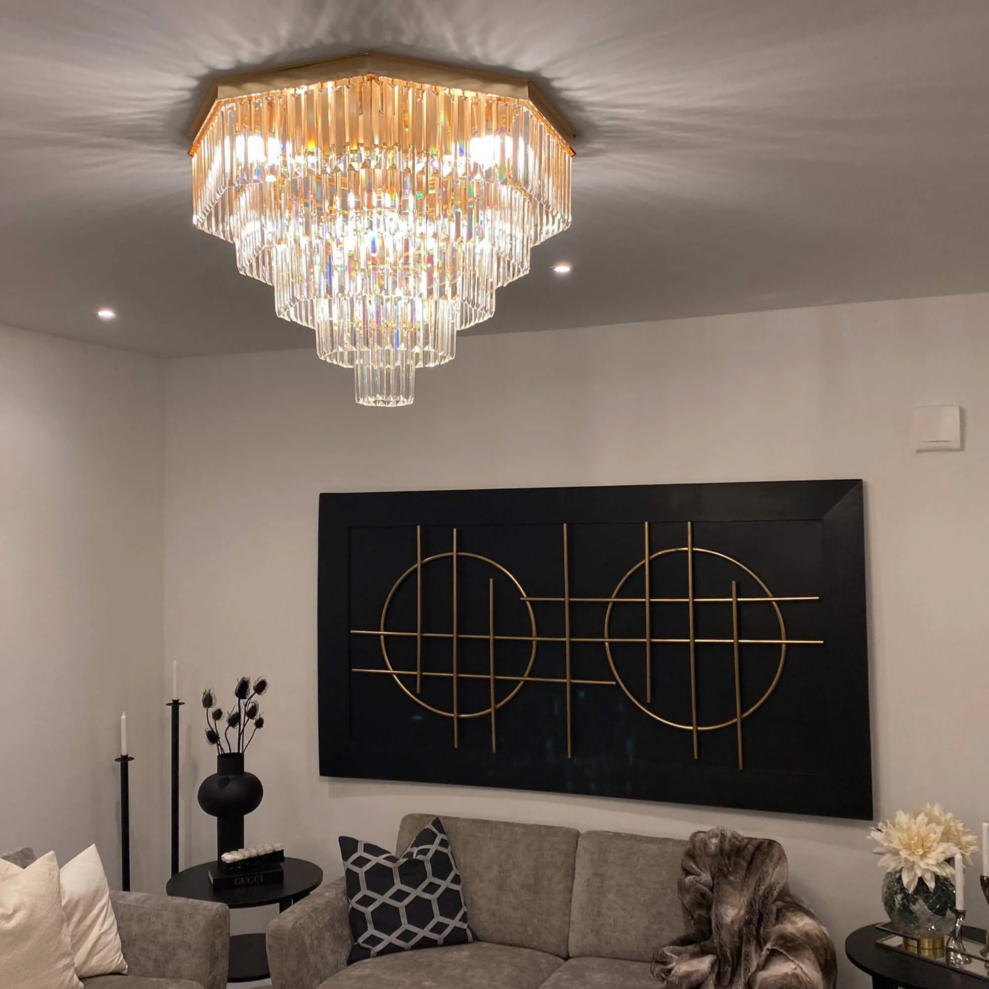 Plafond Kristall Hannover Guld Ø 80cm