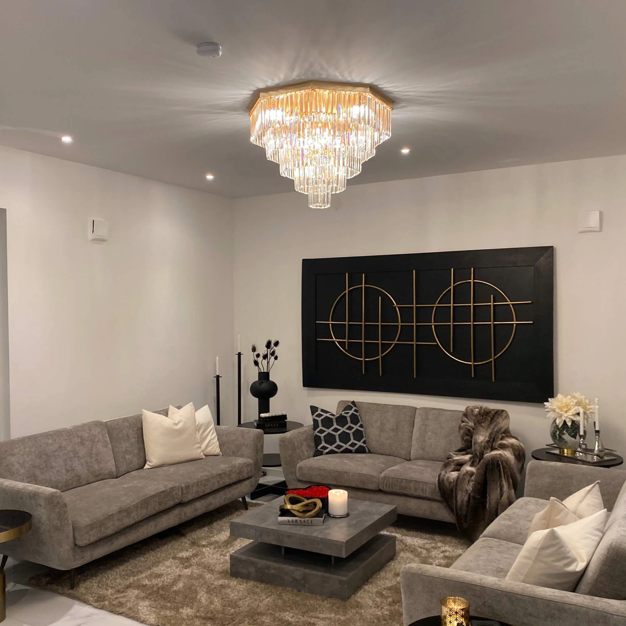 Plafond Kristall Hannover Guld Ø 80cm
