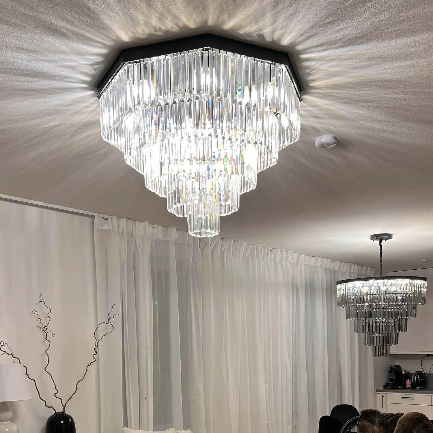 Plafond Kristall Hannover Svart Ø 80cm