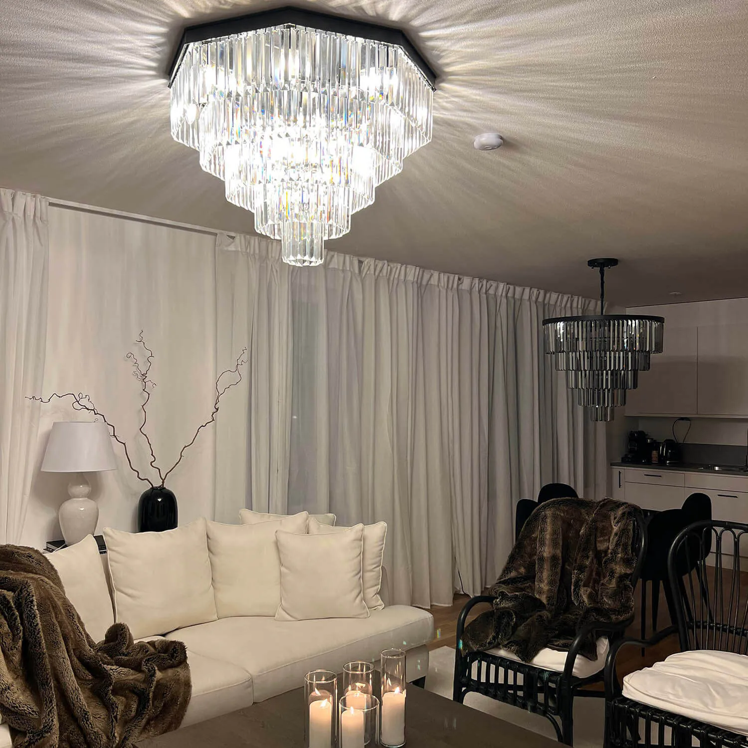 Plafond Kristall Hannover Svart Ø 80cm