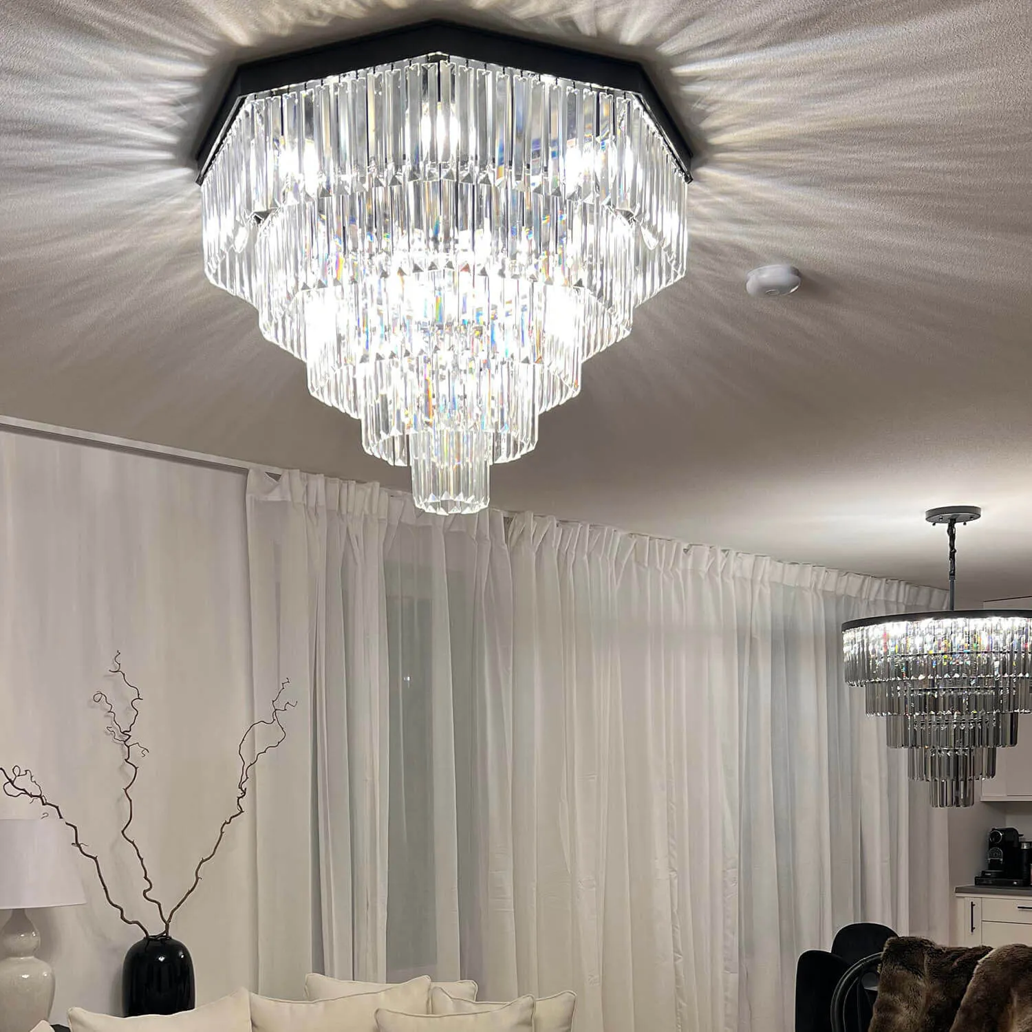 Plafond Kristall Hannover Svart Ø 80cm