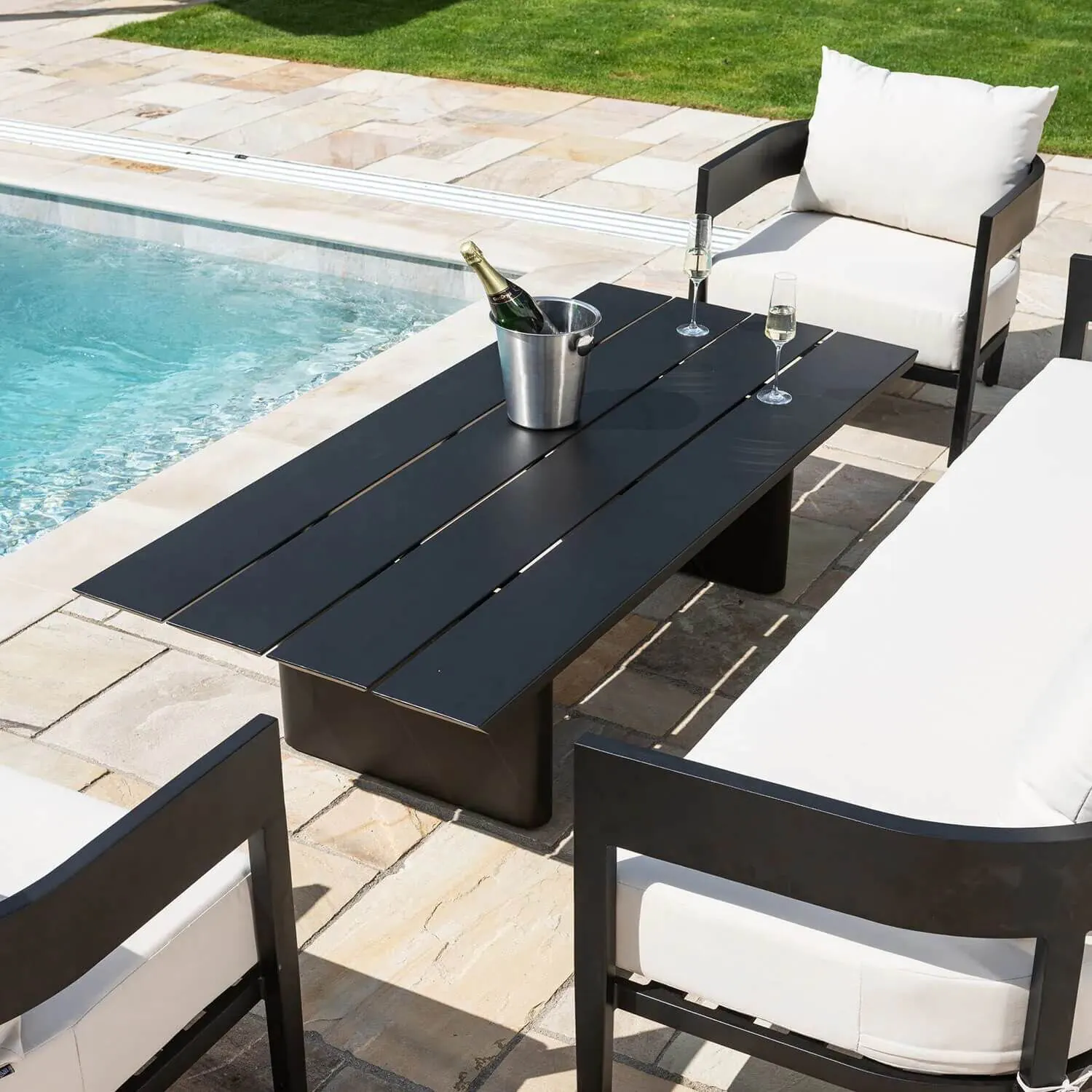 Loungegrupp 5-Pers Svart Aluminium - Ibiza