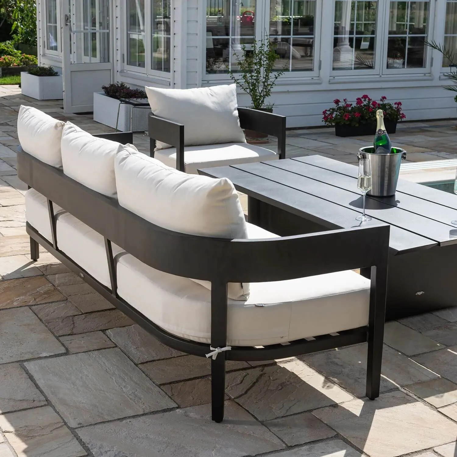 Loungegrupp 5-Pers Svart Aluminium - Ibiza