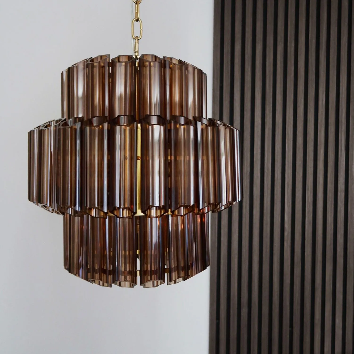 Kristallkrona Ø44cm Cognac/Mässing - Verona