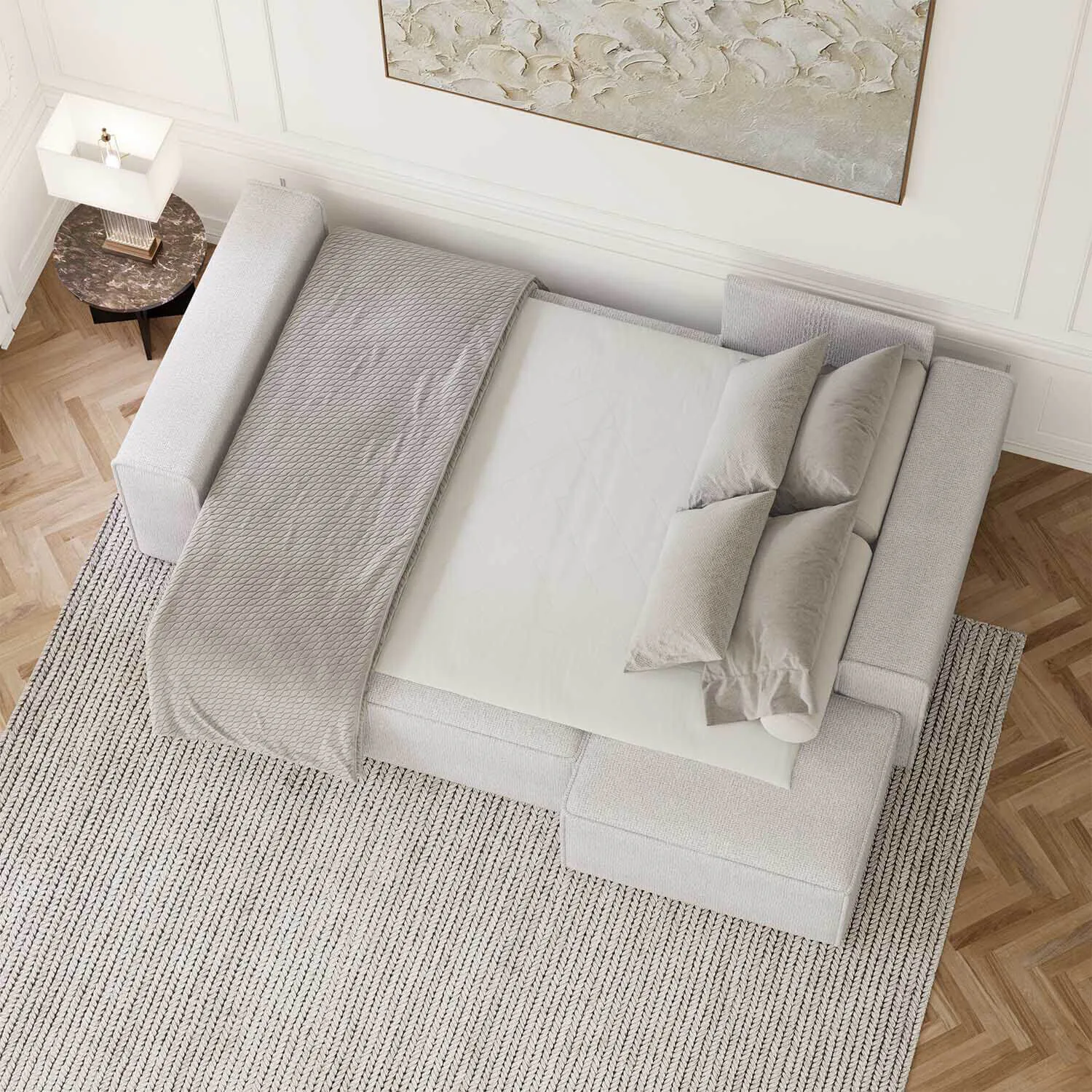 Bäddsoffa Divan Höger 255cm Ivory - Sydney