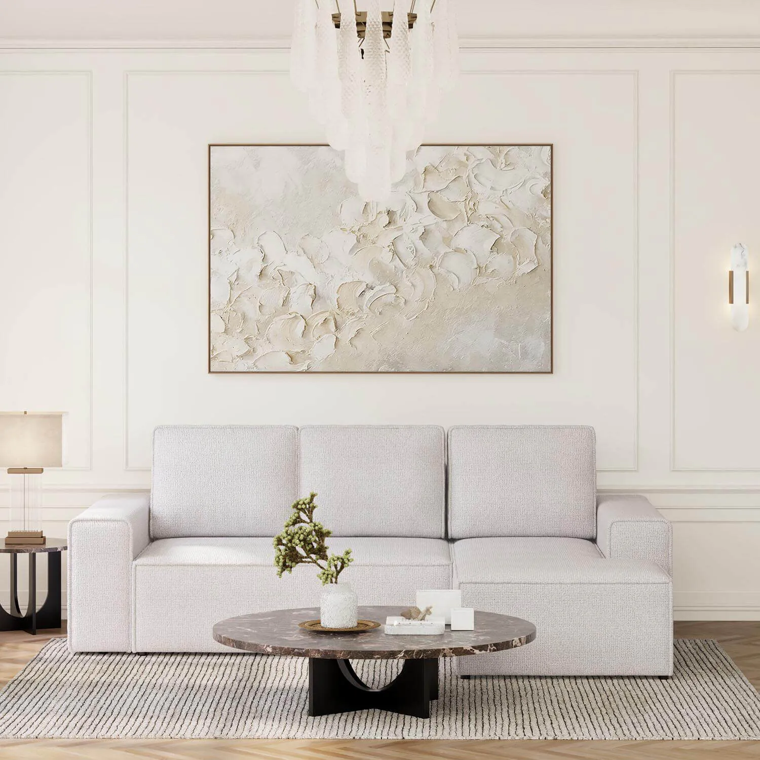 Bäddsoffa Divan Höger 255cm Ivory - Sydney