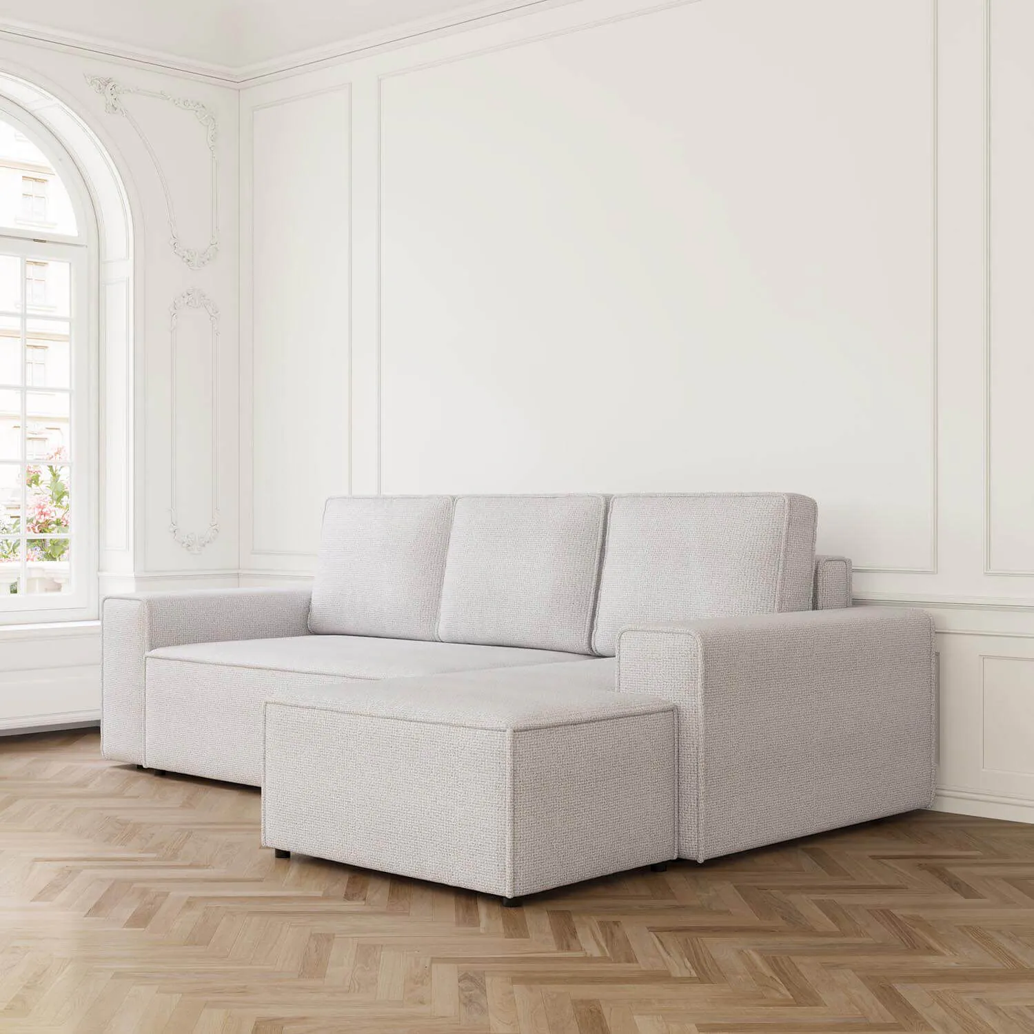 Bäddsoffa Divan Höger 255cm Ivory - Sydney