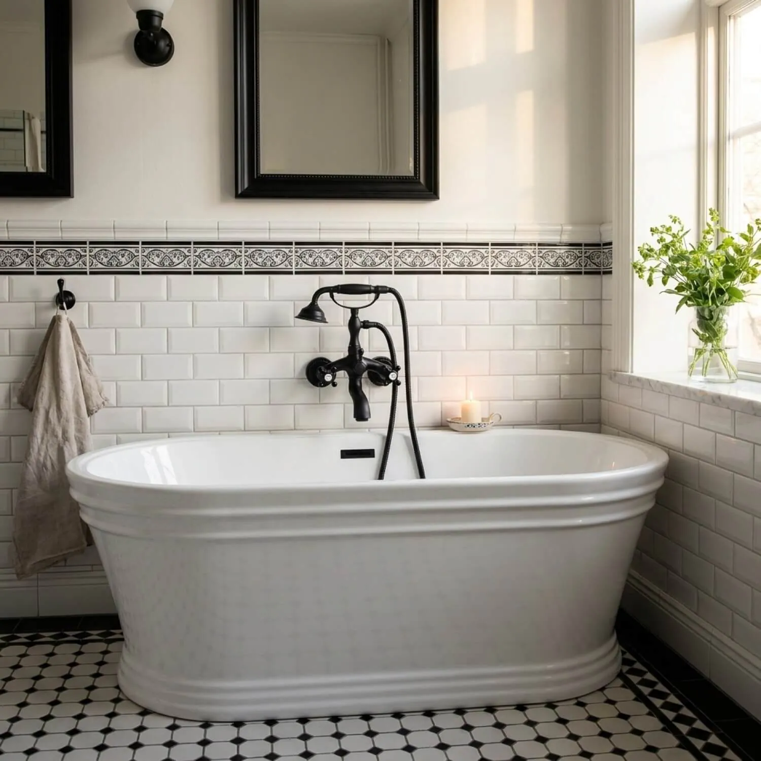 Badkarsblandare & Handdusch Antik Svart - Kensington