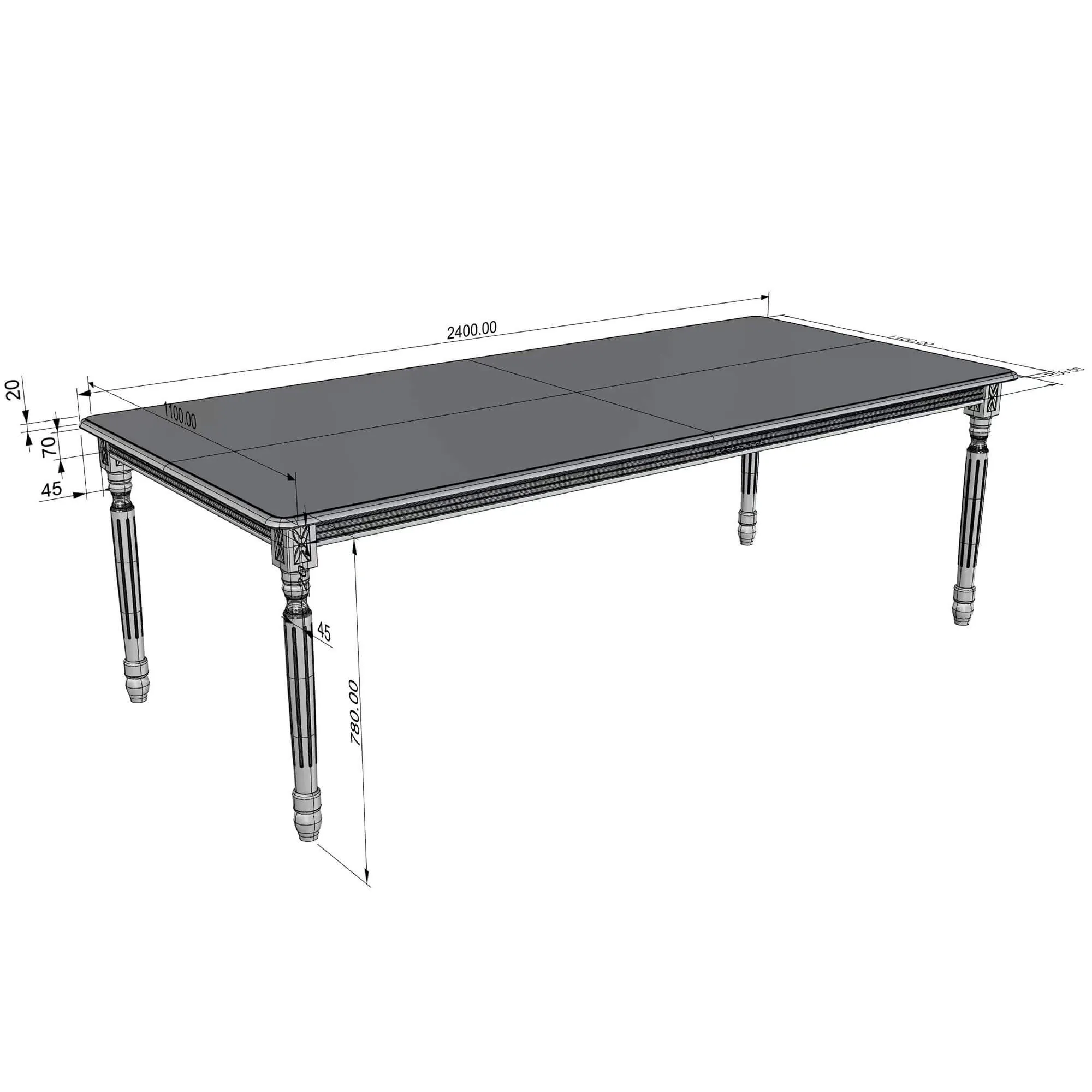 Matbord Gripsholm 240cm Vit Massiv Ek