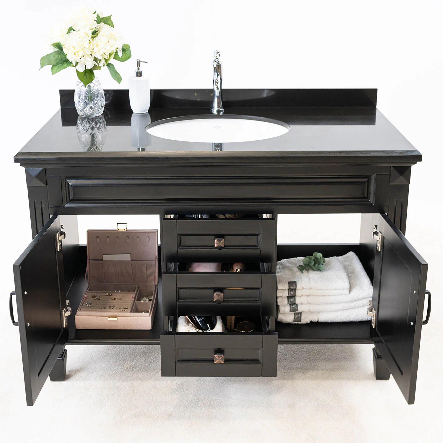 Kommod Badrum 120cm Nashville Svart - Svart Granit