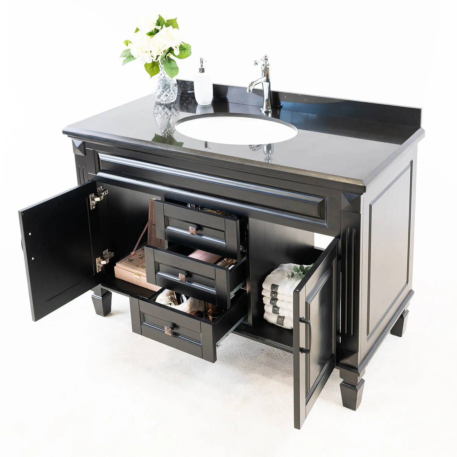 Kommod Badrum 120cm Nashville Svart - Svart Granit