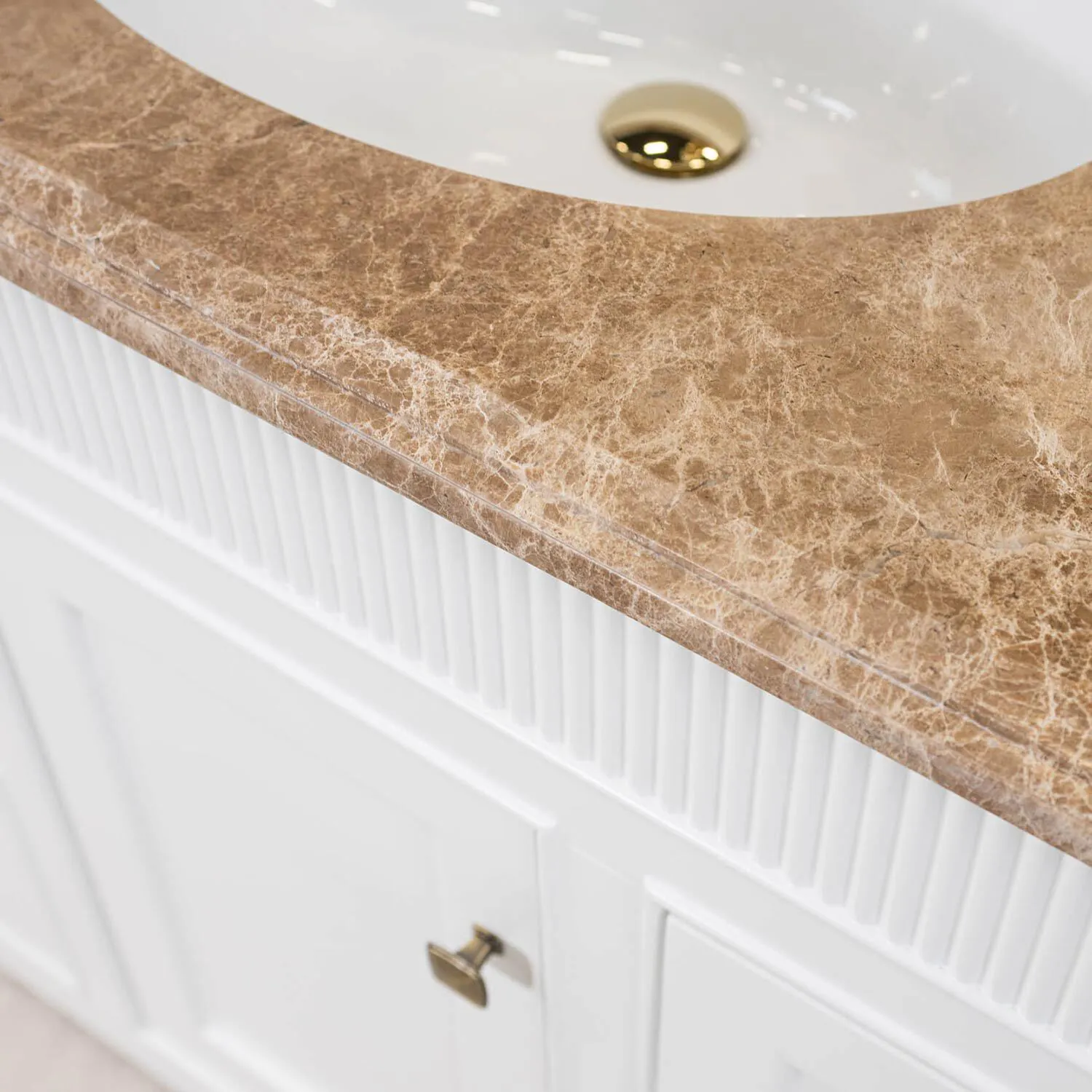 Kommod Badrum 120cm Idaho Vit - Beige Marmor