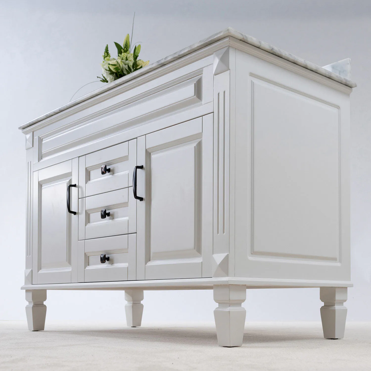Kommod Badrum 120cm Nashville Vit - Vit Marmor